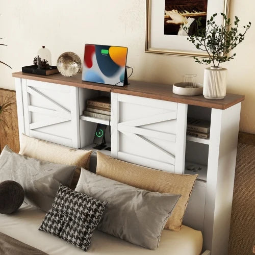 Farmhouse 3-Piece Bedroom Set With Platform Bed Storage Nightstand Dresser