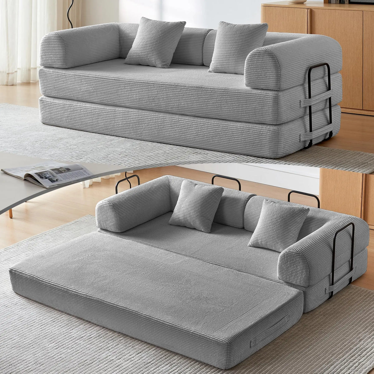 Convertible Boneless Futon Sofa Bed With Multifunctional Sleeper Design
