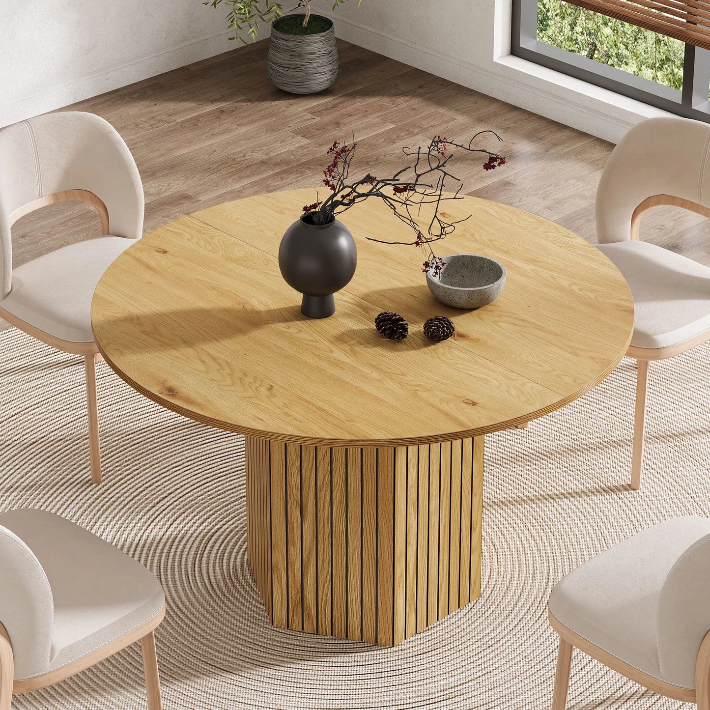 Tribesigns Wood Round Dining Table for Dining Room