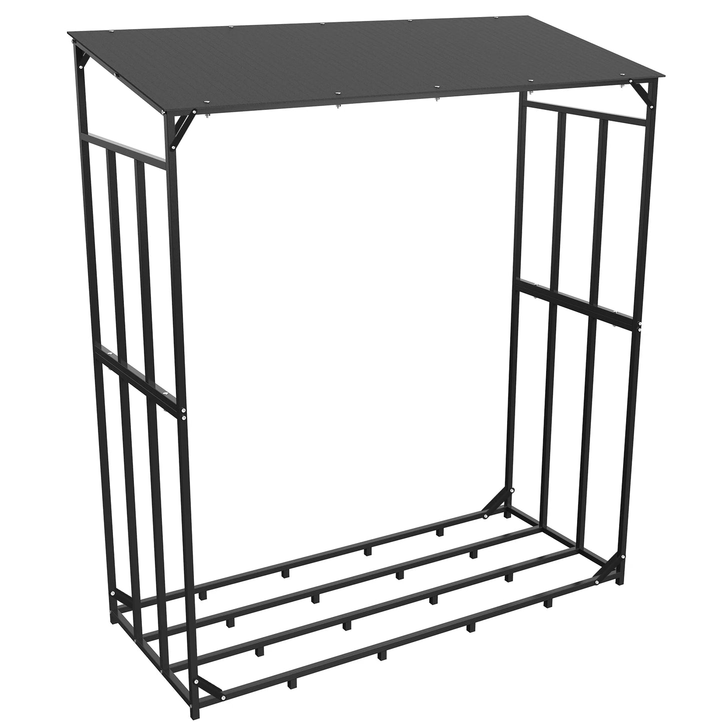 Heavy Duty Iron Firewood Rack With Waterproof Outdoor Cover