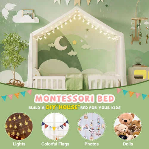 Montessori Floor Bed With Canopy Twin Bed Frame For Kids