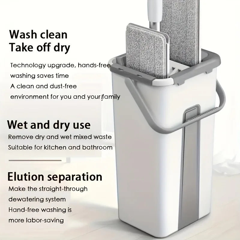 ATMDOG Hands Free Flat Mop Bucket Set For Wet Floors