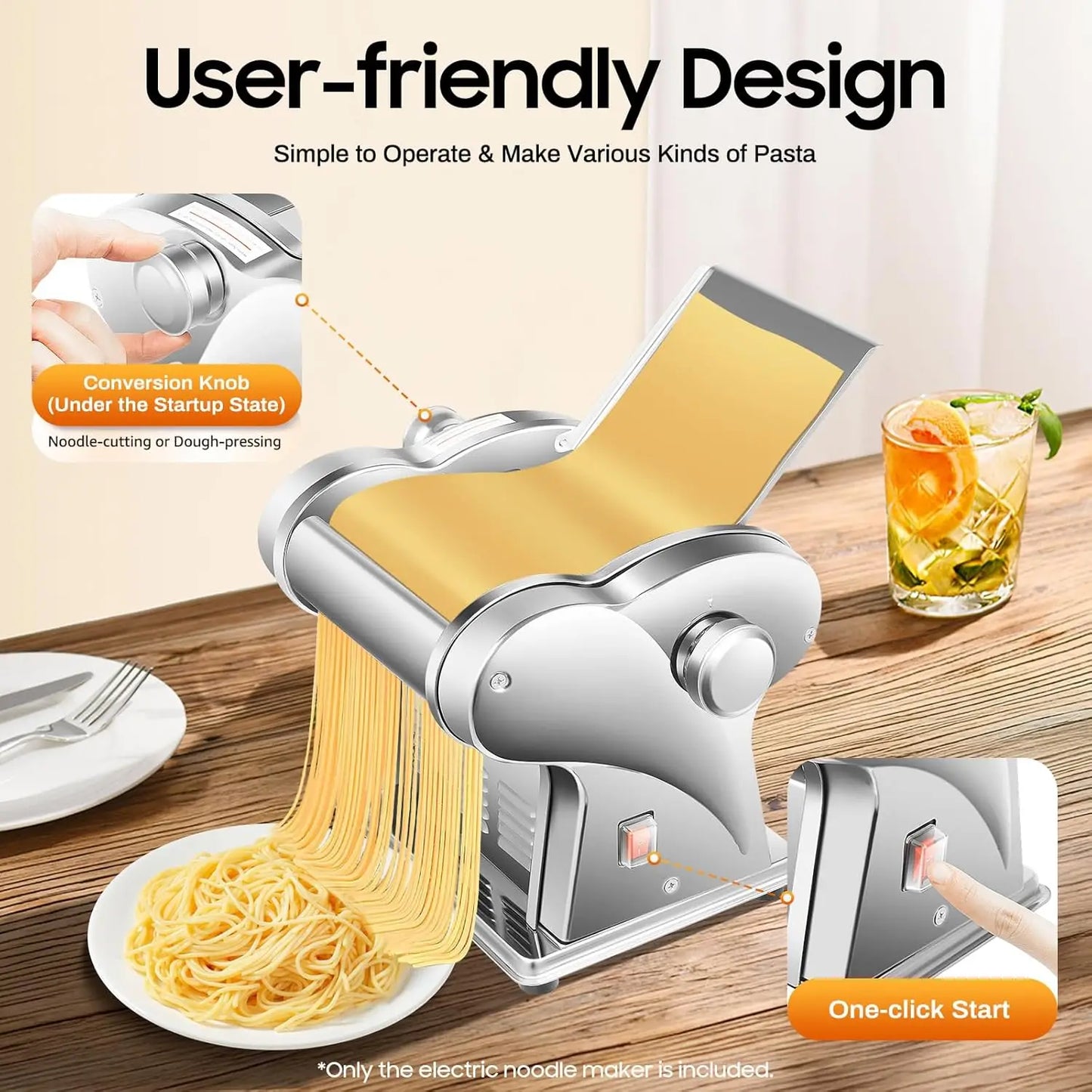 XMSJ Electric Pasta Maker Machine 135W Stainless Steel