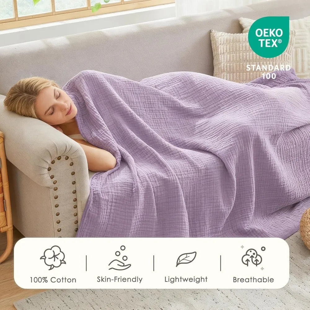 Cotton Muslin Blanket All Season Gauze Breathable Layering