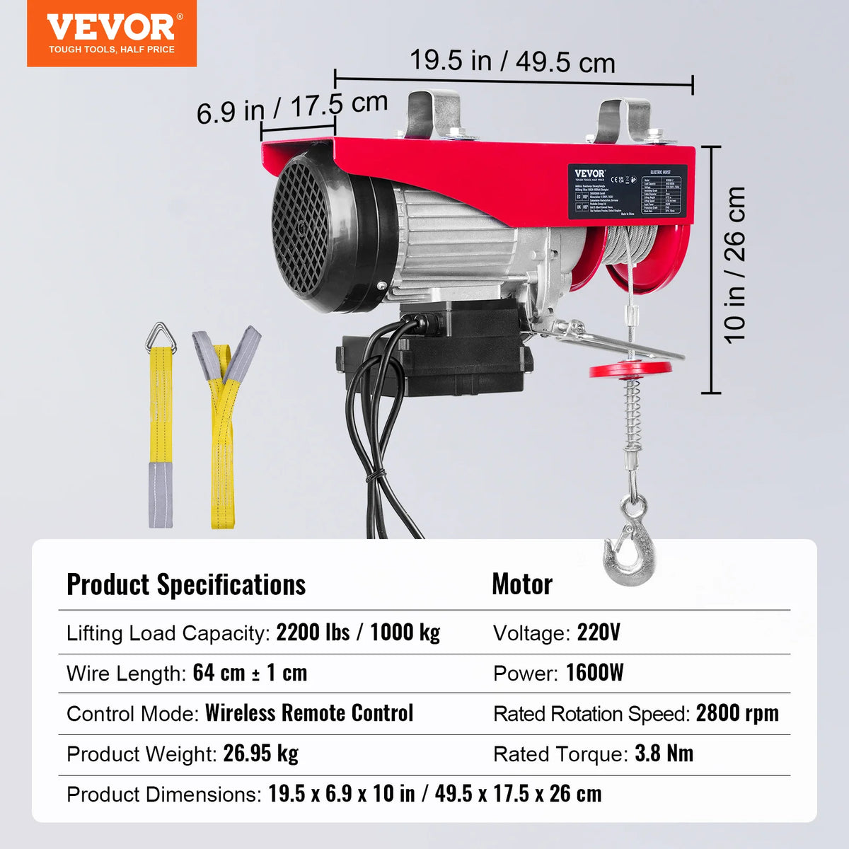 SucceBuy Wireless Electric Hoist Steel Wire Winch for Garage Use
