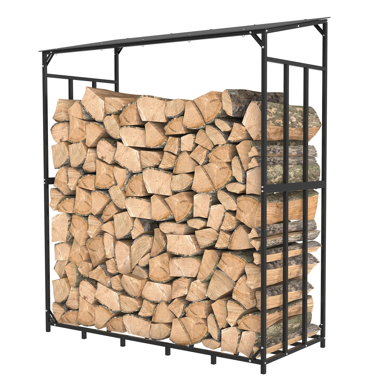 Heavy Duty Iron Firewood Rack With Waterproof Outdoor Cover
