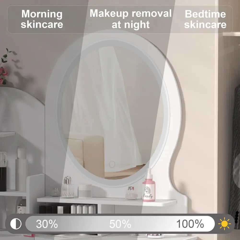 Makeup Table With Light Mirror Open Shelves Vanity