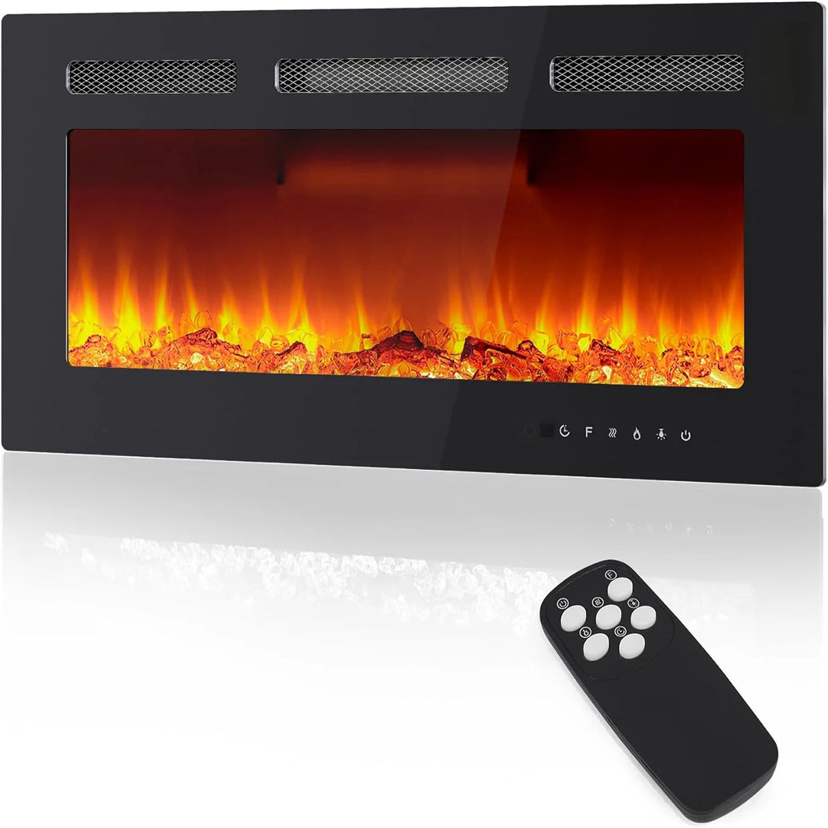 Recessed Electric Fireplace With Adjustable Flame Colors And Touch Screen