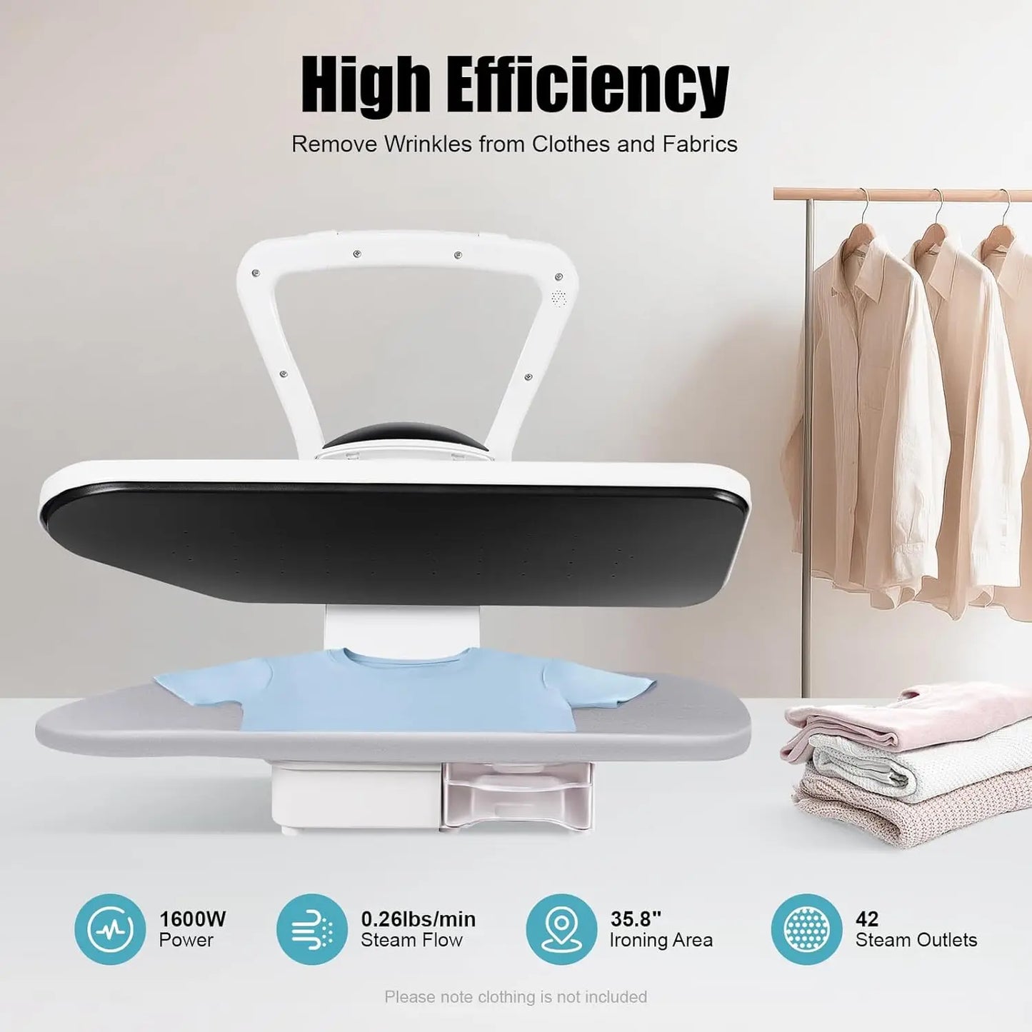 XMSJ 1600W Steam Press For Clothes With 1L Tank And 5 Fabric Modes