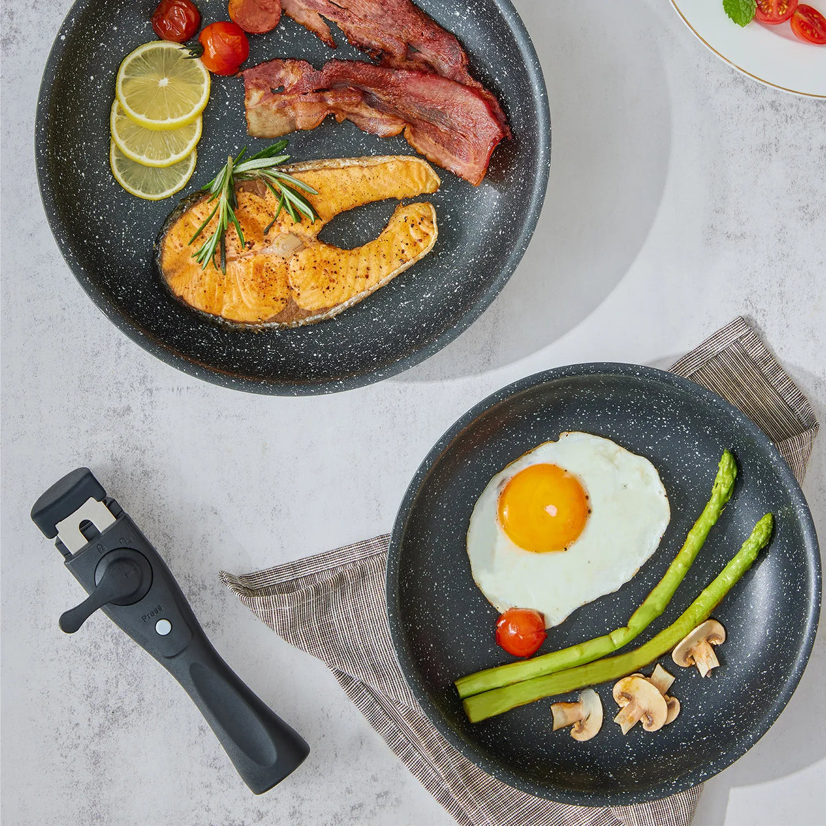 Induction Nonstick Cookware Set with Removable Handles and Stackable Design