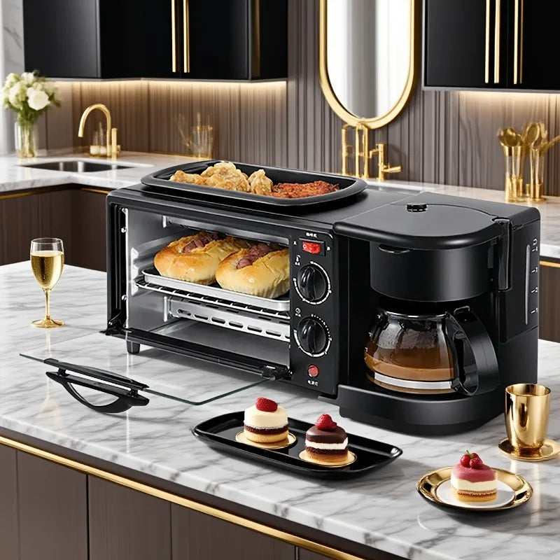 3-in-1 Breakfast Maker With Coffee Eggs Toast And Timer Functions