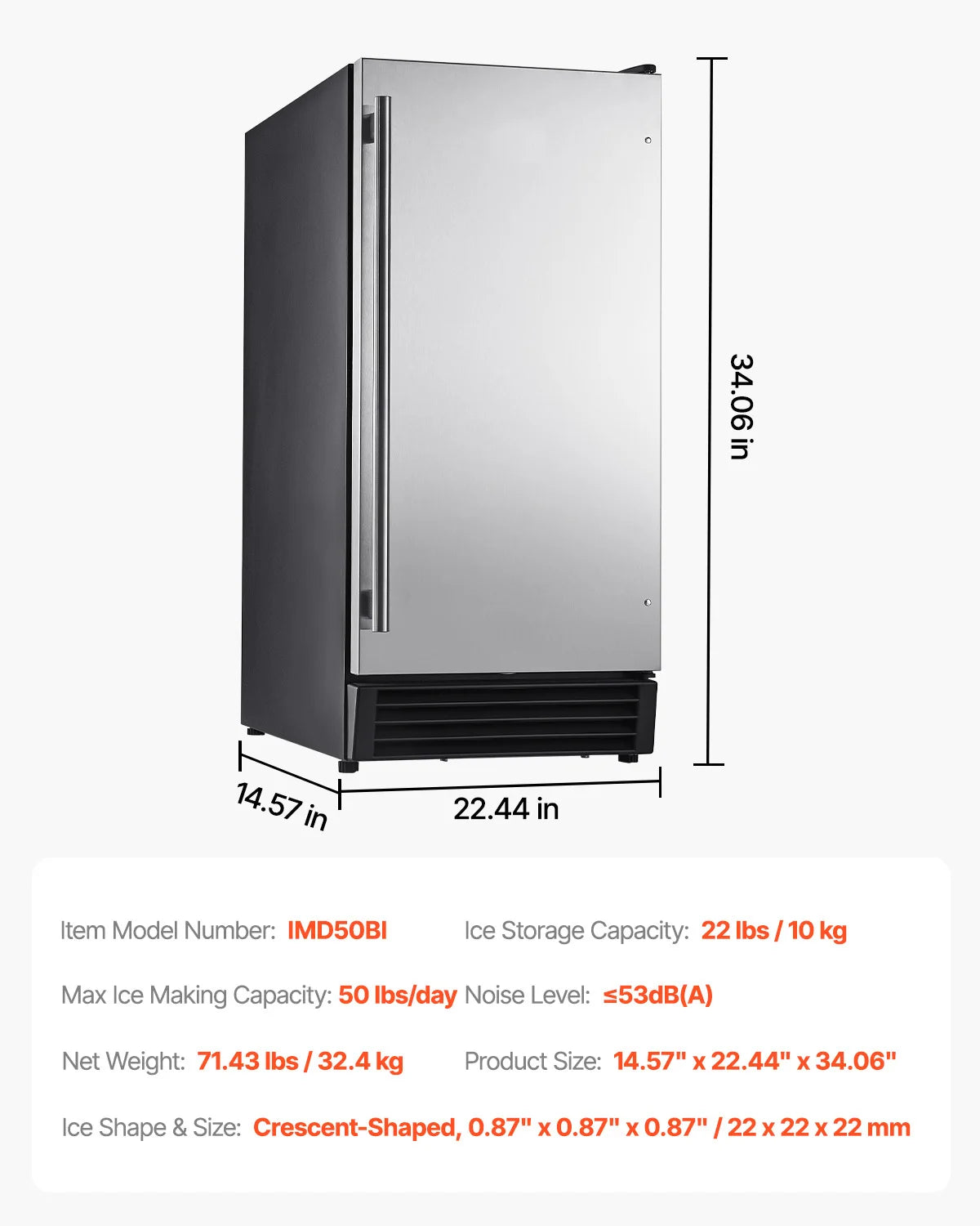 SucceBuy Undercounter Ice Maker With Drain Pump And Reversible Door