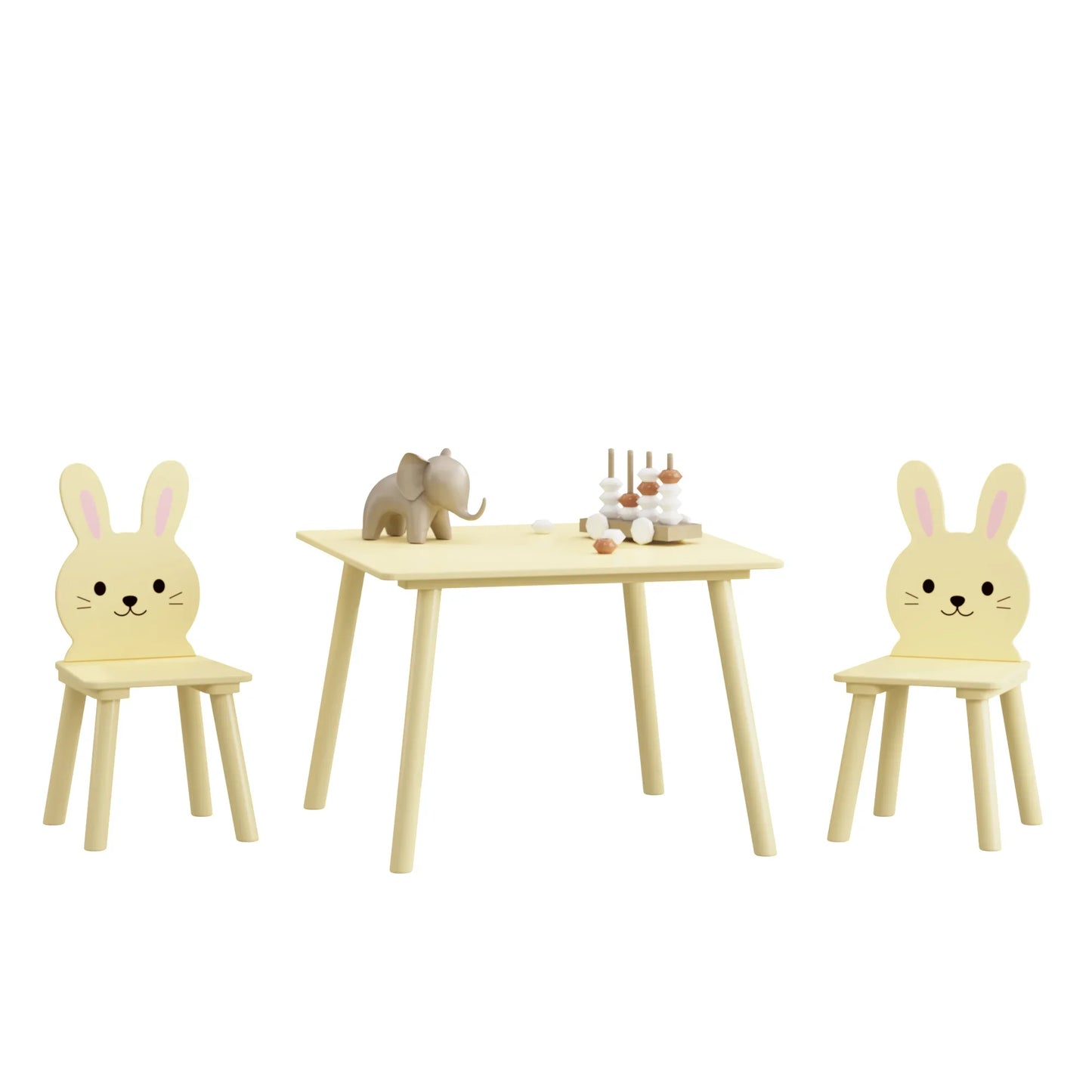 Kids Bunny Table and Chair Set for Toddlers Wooden Design
