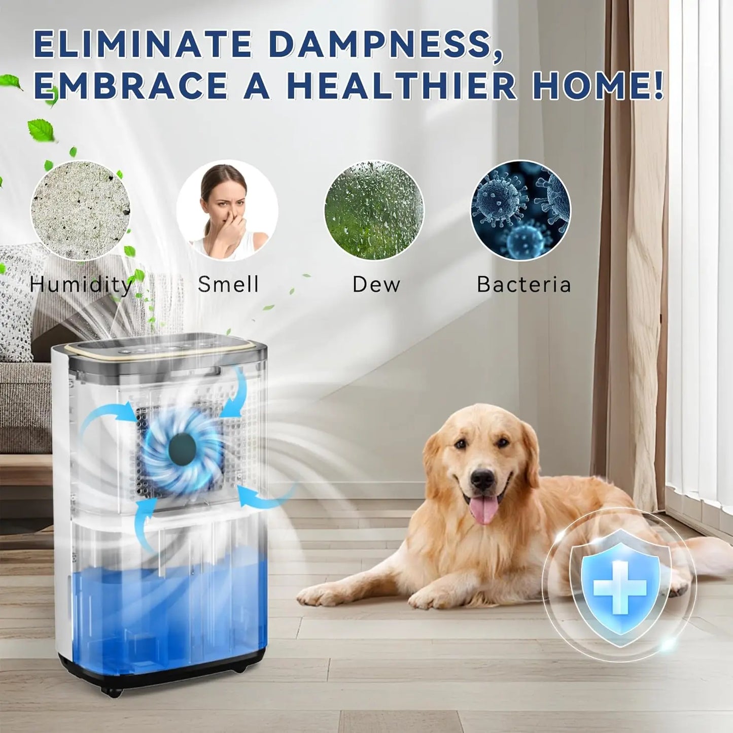 XMSJ 30 Pint Basement Dehumidifier With Drain Hose