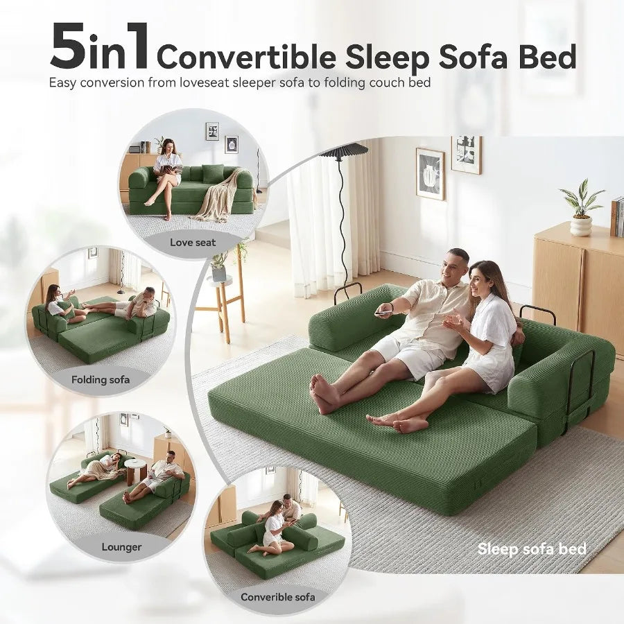 Convertible Boneless Futon Sofa Bed Multi Functional Sleeper Couch