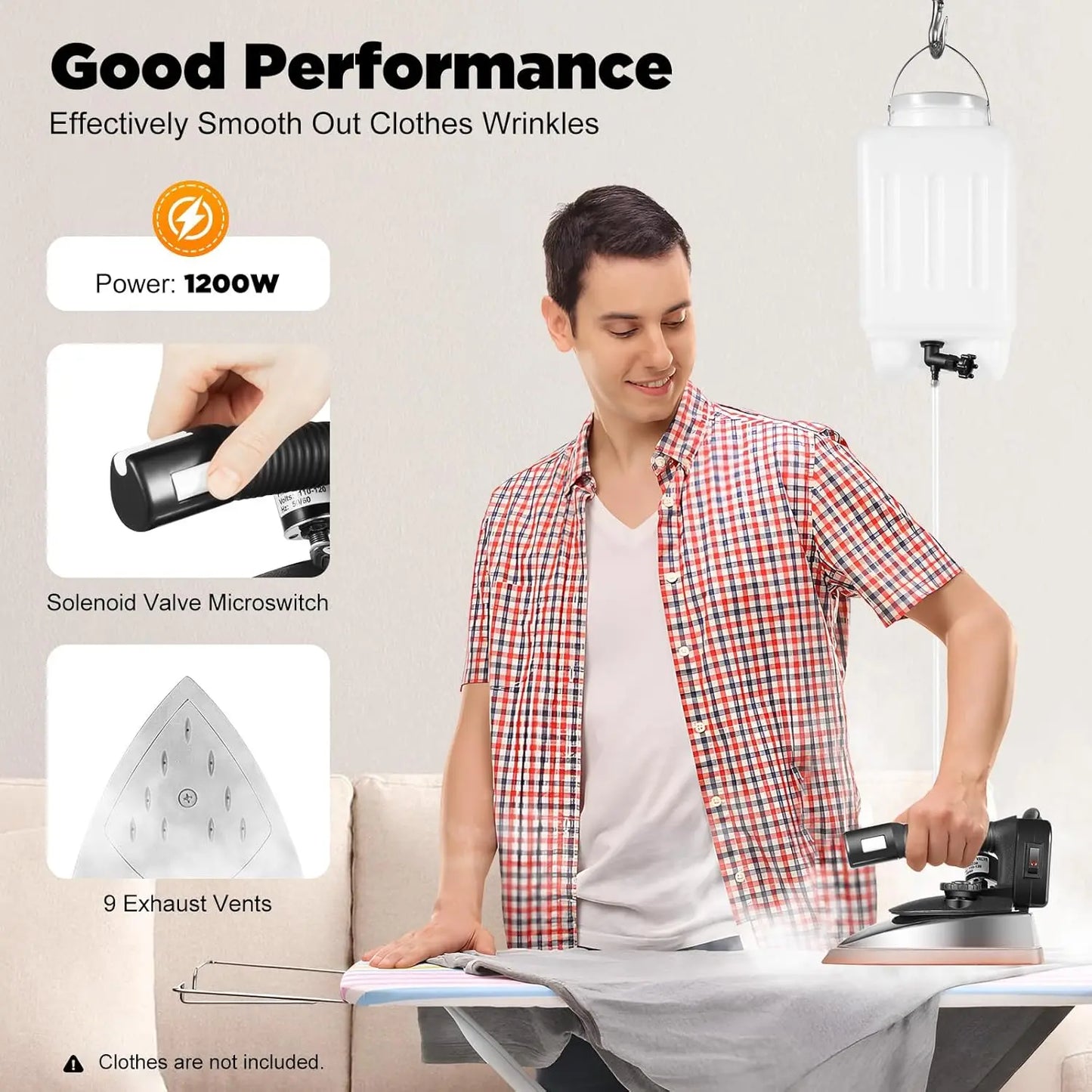 XMSJ Industrial Steam Iron 110V 1200W With Gravity Feed