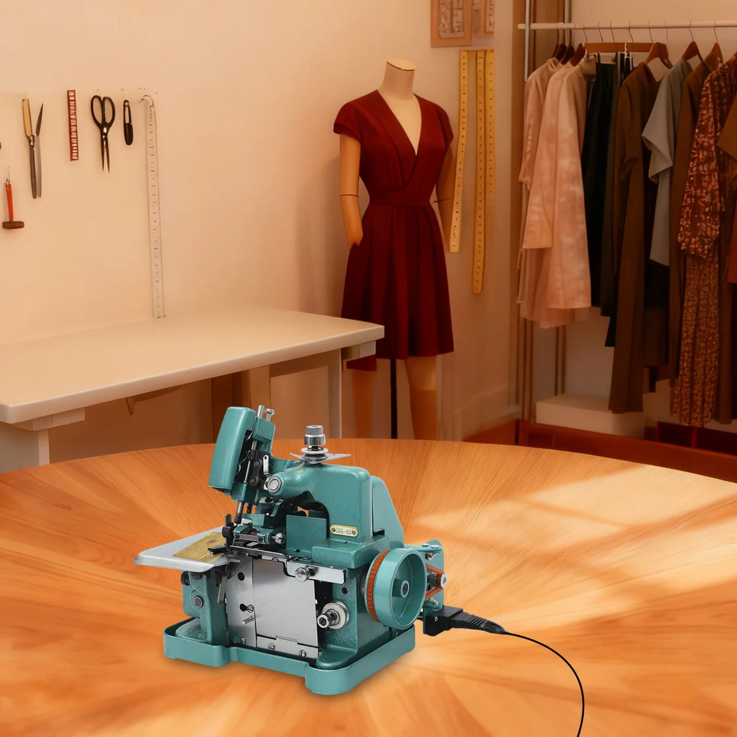 Industrial Overlock Sewing Machine 150W Durable Cast Iron Body