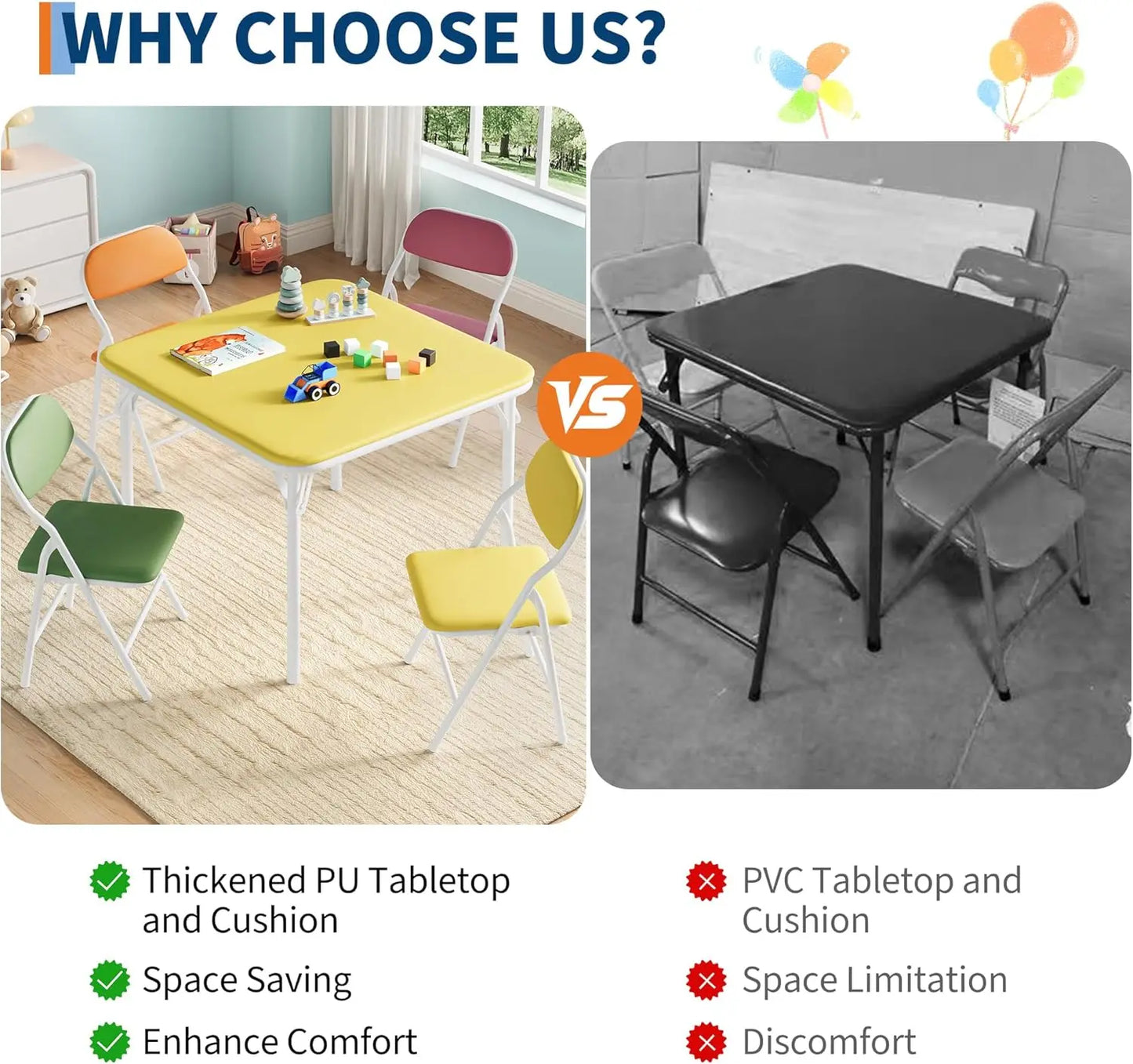 Studyset Kids Folding Table and Chairs Set for Daycare Classrooms