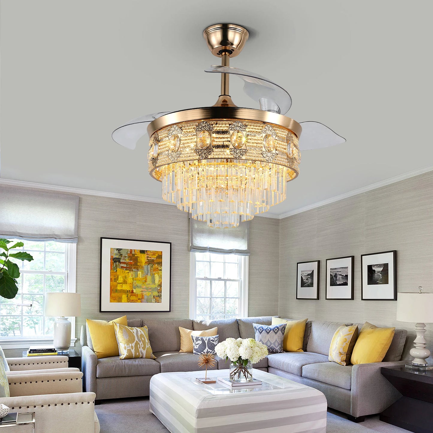 VETRULUS Smart Ceiling Fan Chandelier With Remote 6 Speed
