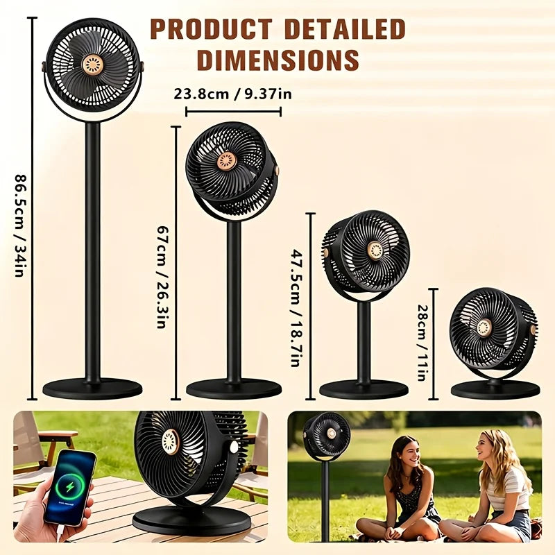 USB Floor And Desktop Air Circulation Fan With Five Speeds