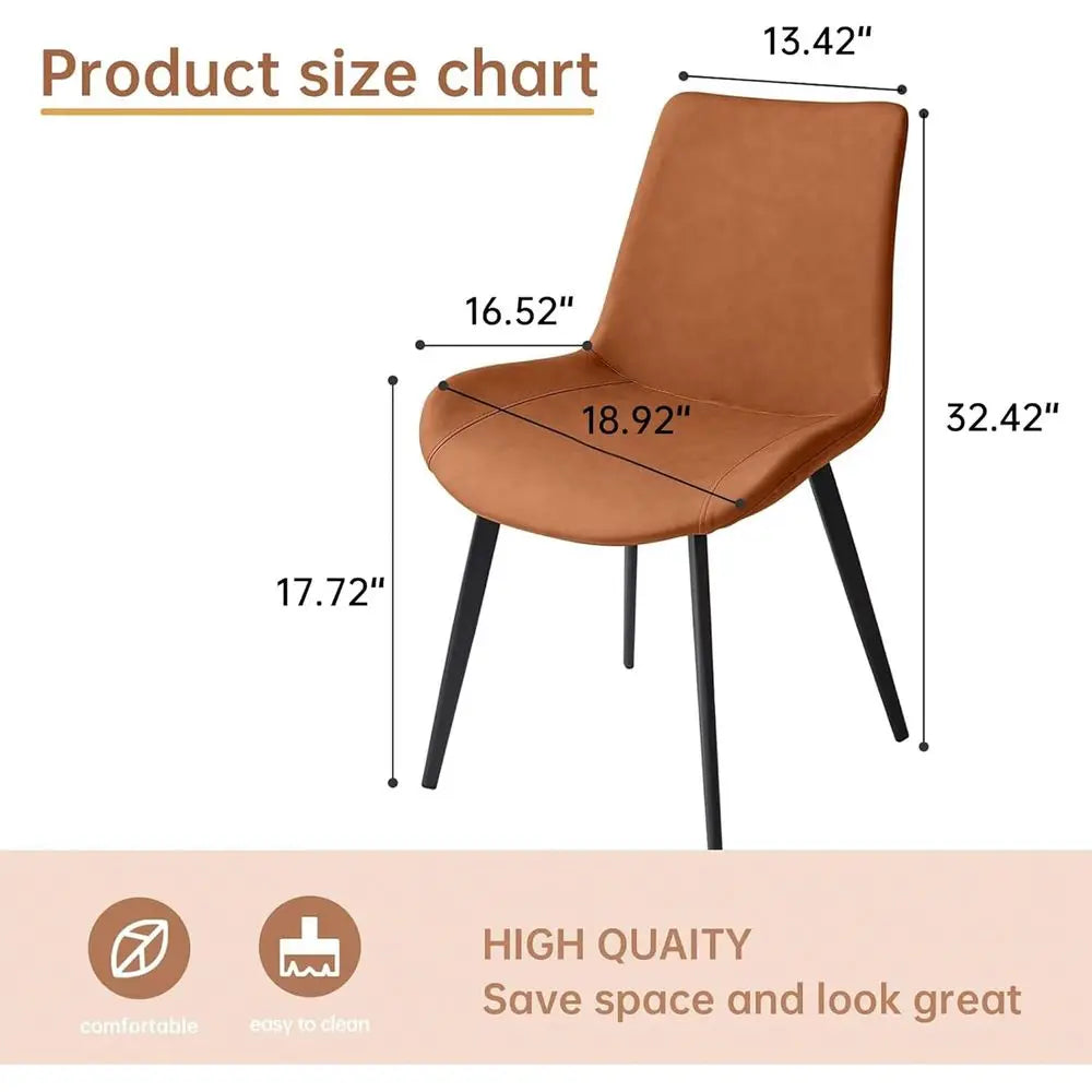 Faux Leather Dining Chairs With Cushioned Seats And Metal Legs