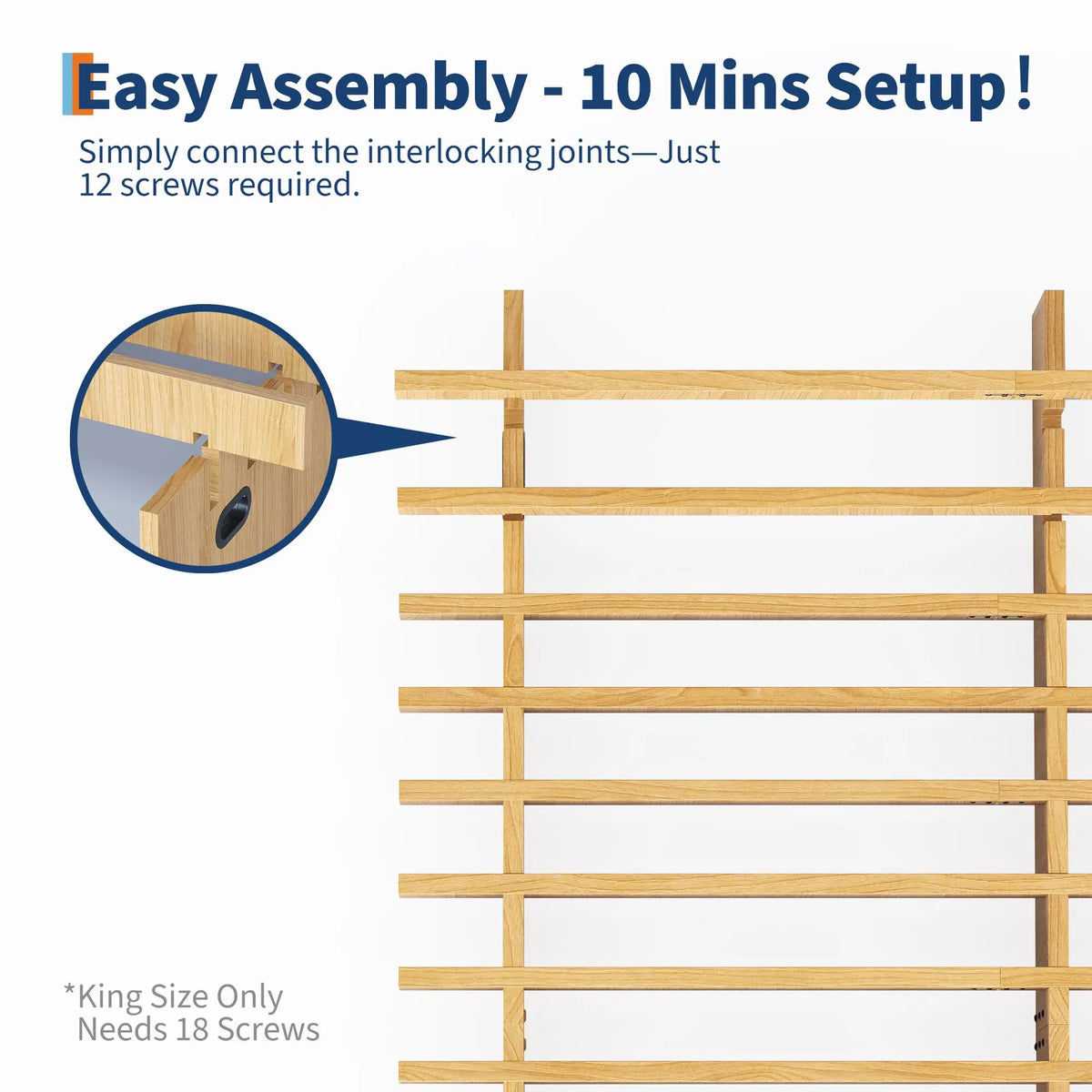 HiMISS Wood Platform Bed Frame Low Profile No Box Spring