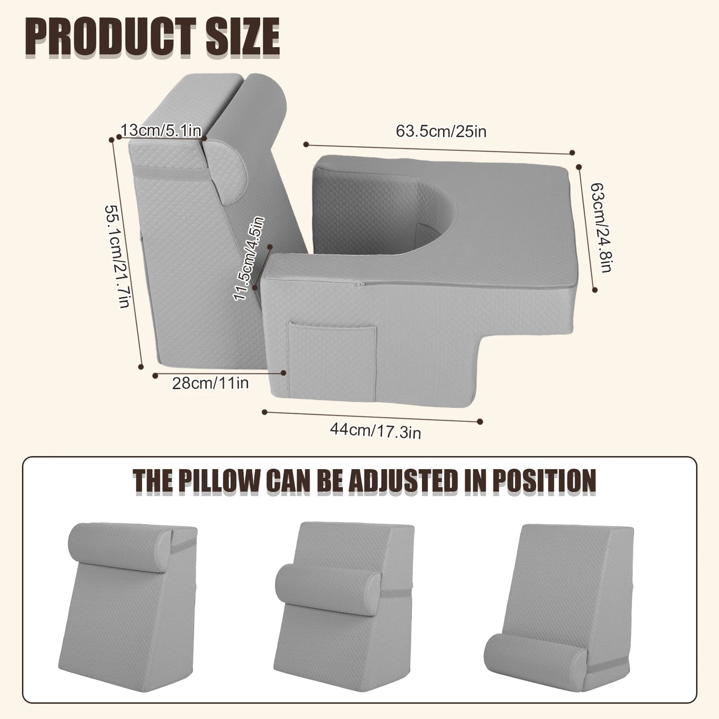 NovaSphere Back Support Pillow With Arms And Pockets For Bed And Sofa