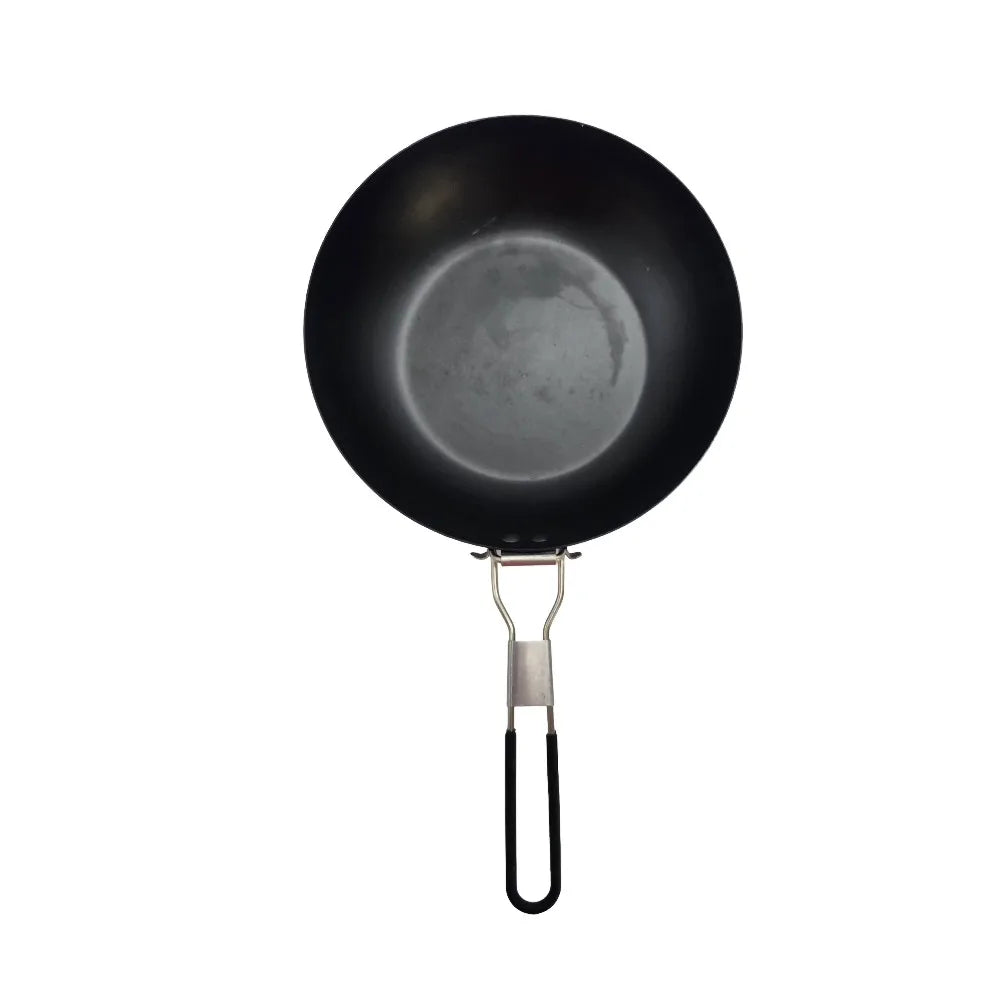 Folding Handle Carbon Steel Frying Pan Skillet Preseasoned for Induction