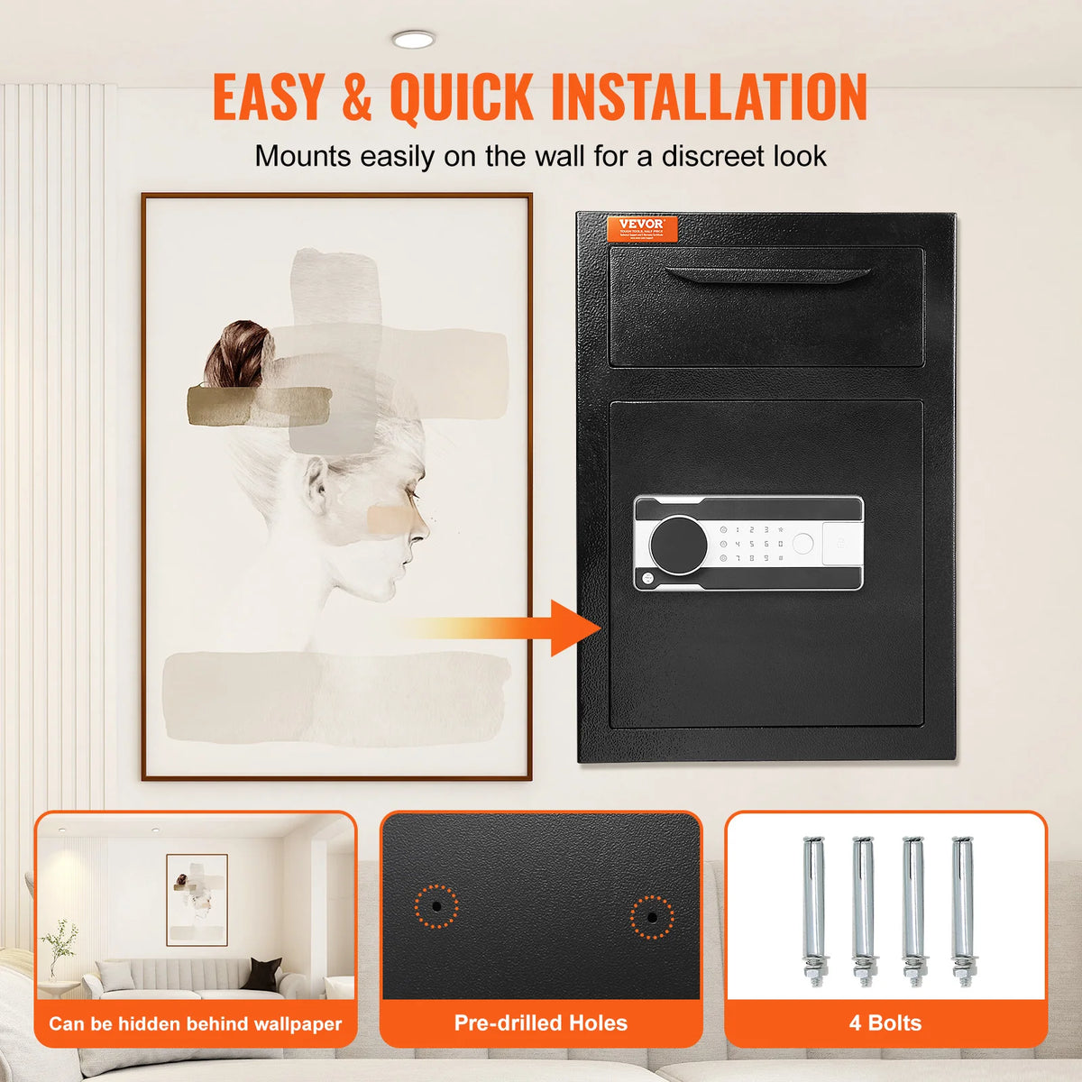 Depository Safe Electronic Code Lock With Drop Slot And Keys