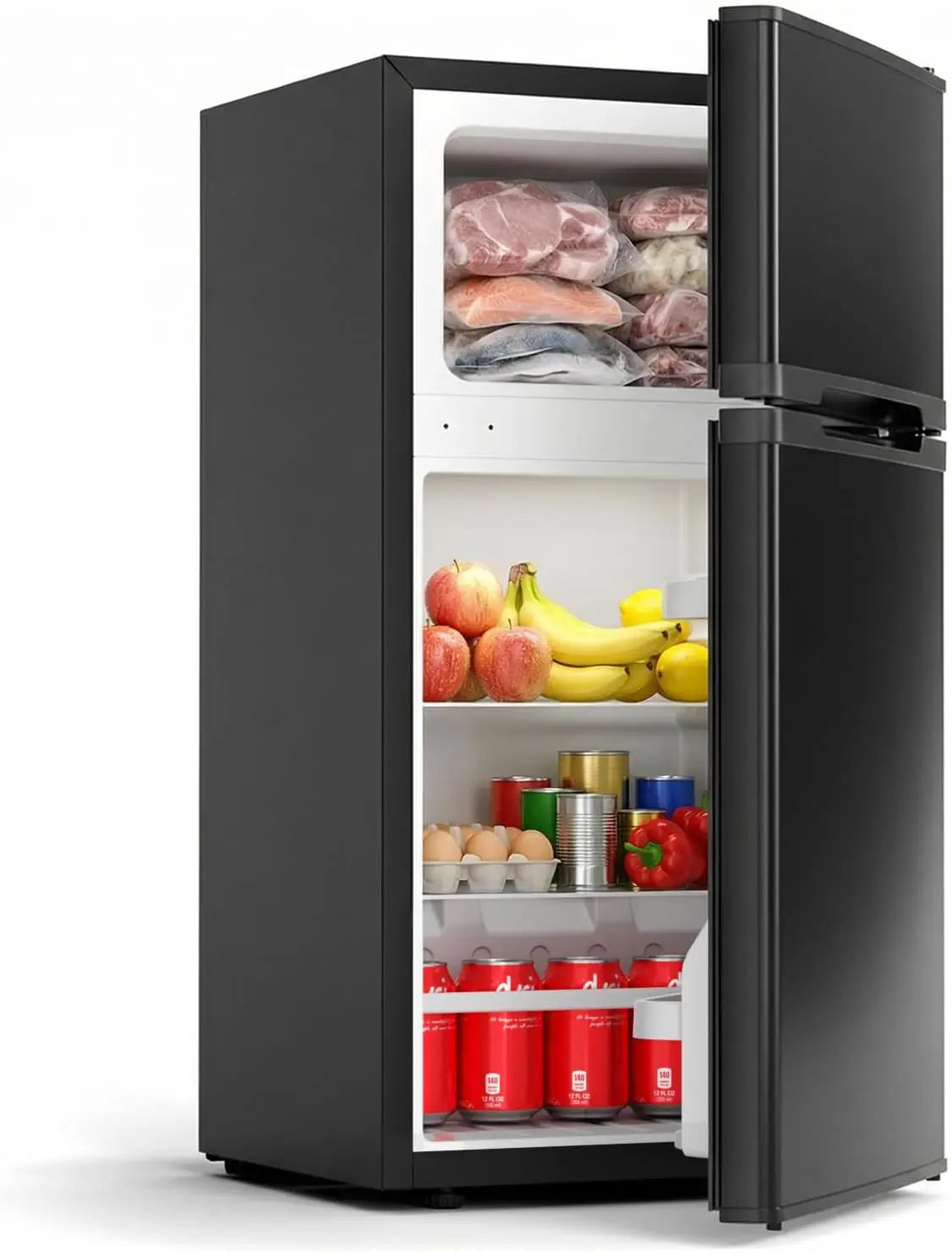 XMSJ Dorm Refrigerator With Freezer Double Reversible Door Compact