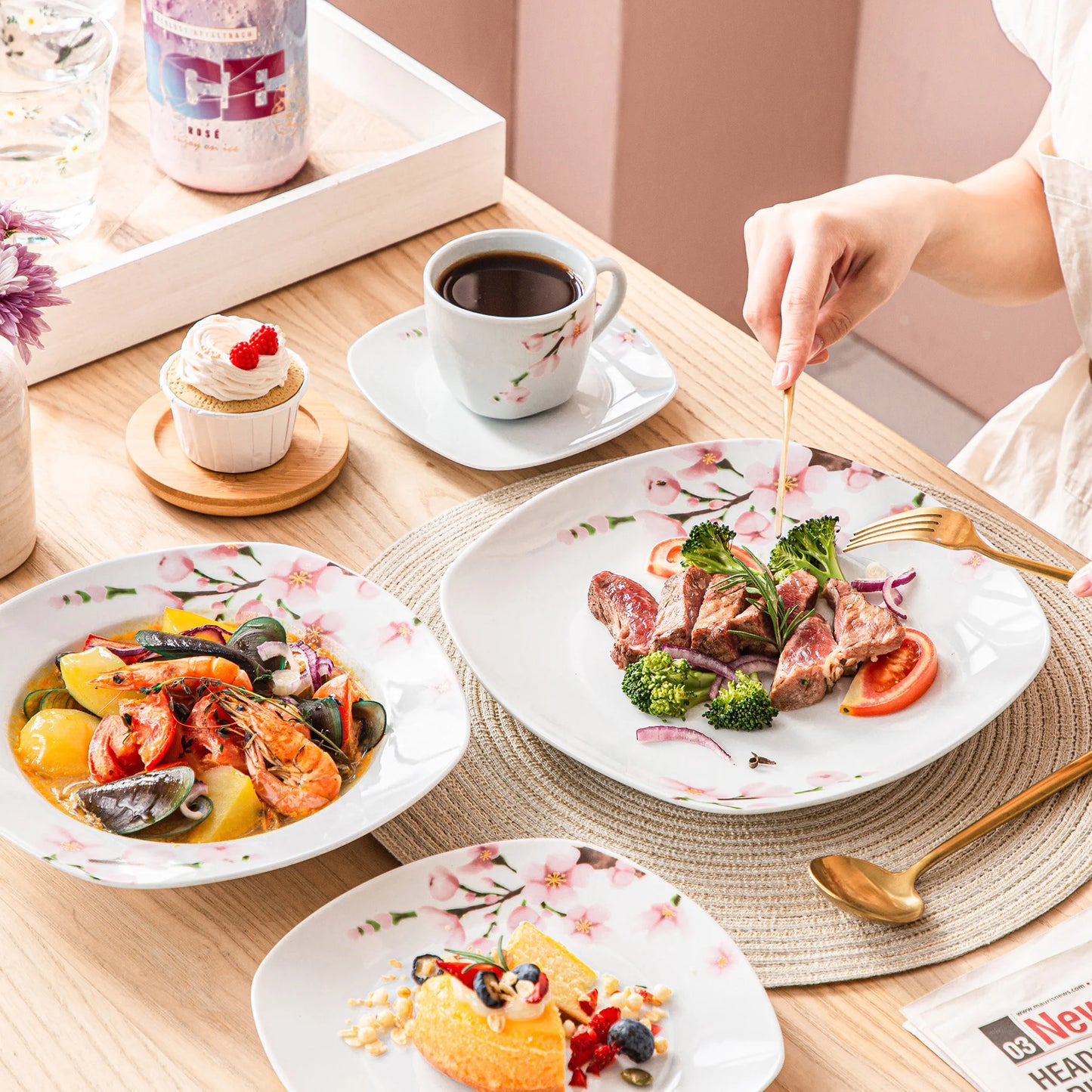 Malacasa Porcelain Dinnerware Set With Cups And Plates