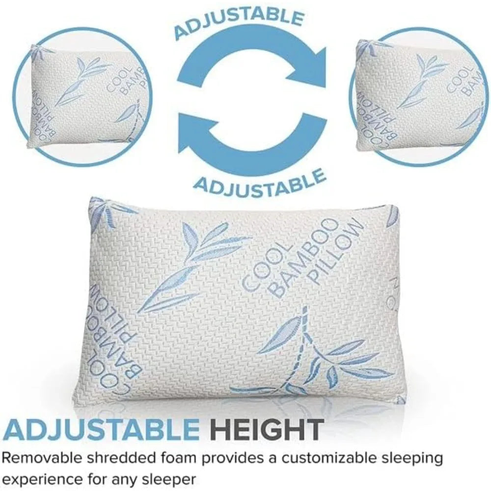 2 Pack Cooling Shredded Memory Foam Adjustable Pillow With Cover
