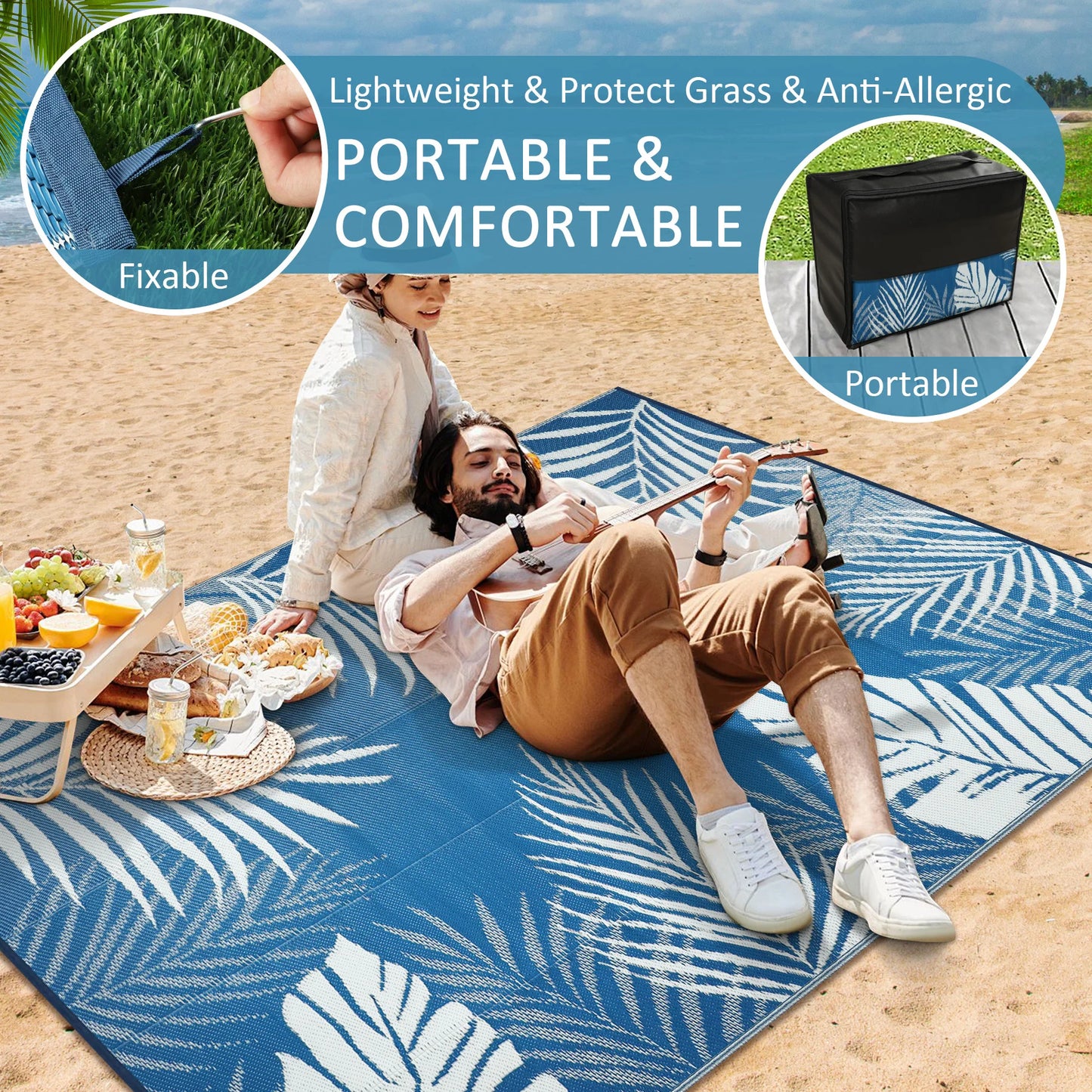 Outdoor Rug Waterproof Recycled Plastic Straw Rug For Patio
