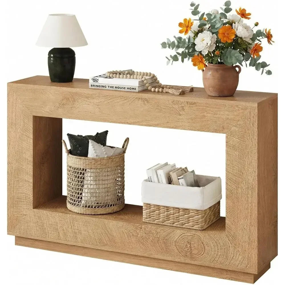 Solid Wood Entryway Table Two Tier Hallway Console