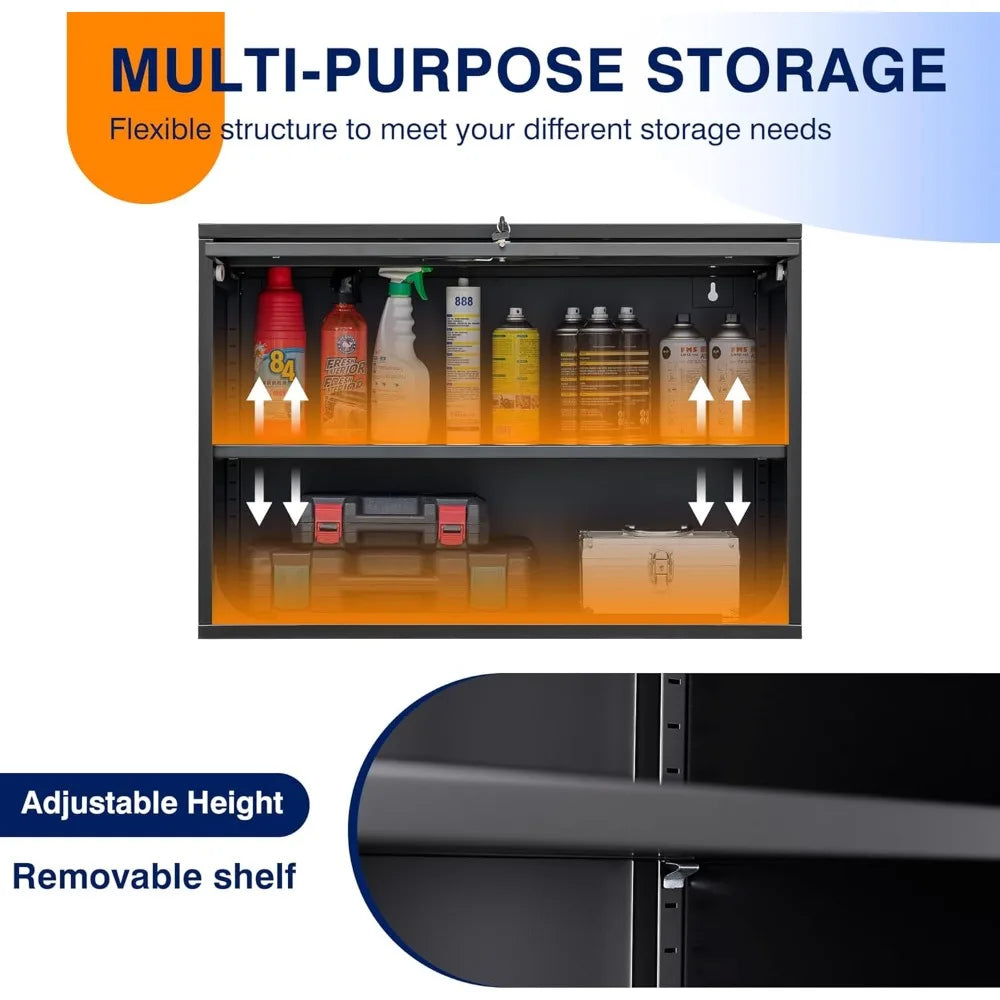 Metal Garage Wall Cabinet With Doors And Shelves Wall Mounted
