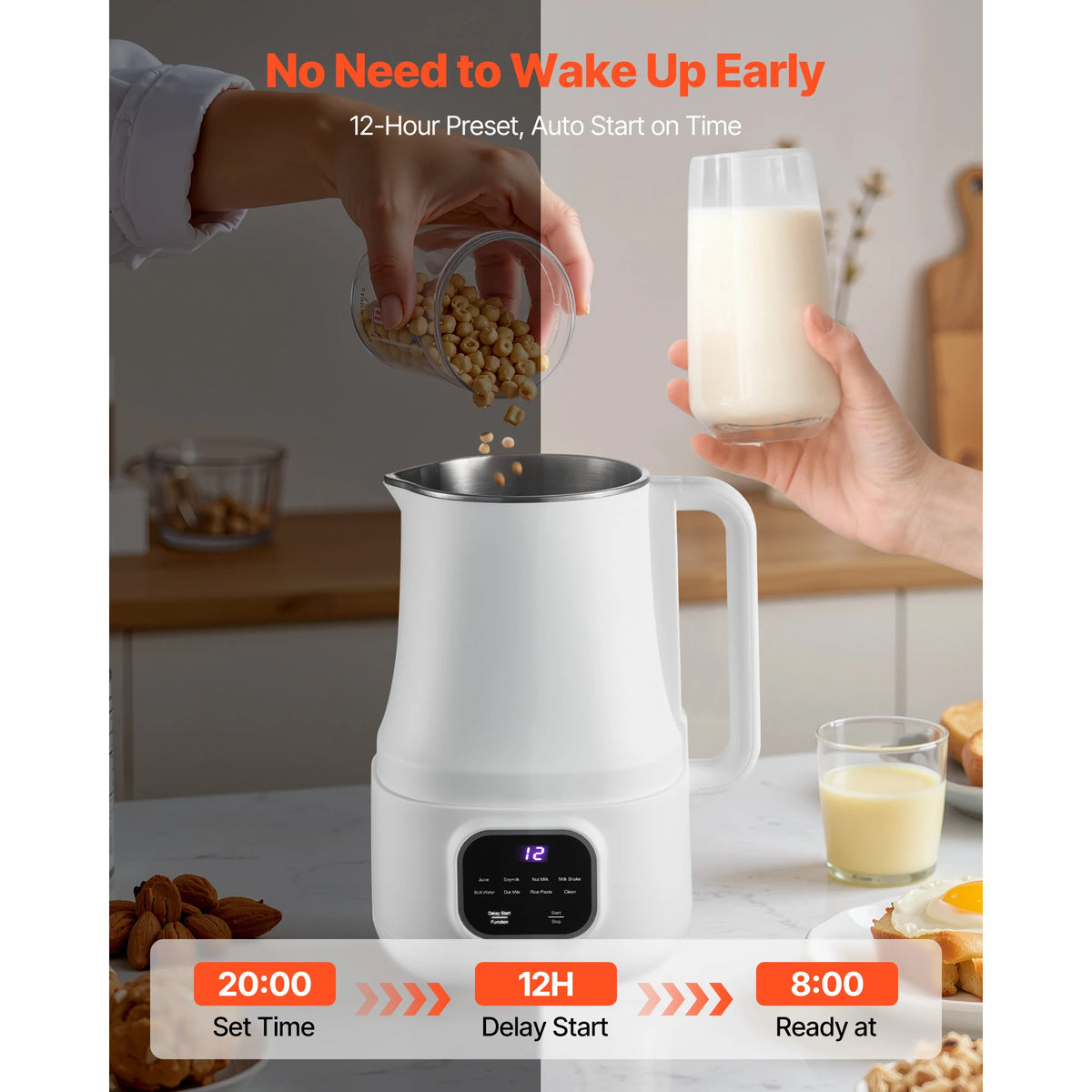 SucceBuy 8-in-1 Nut Milk Maker for Homemade Plant-Based Beverages