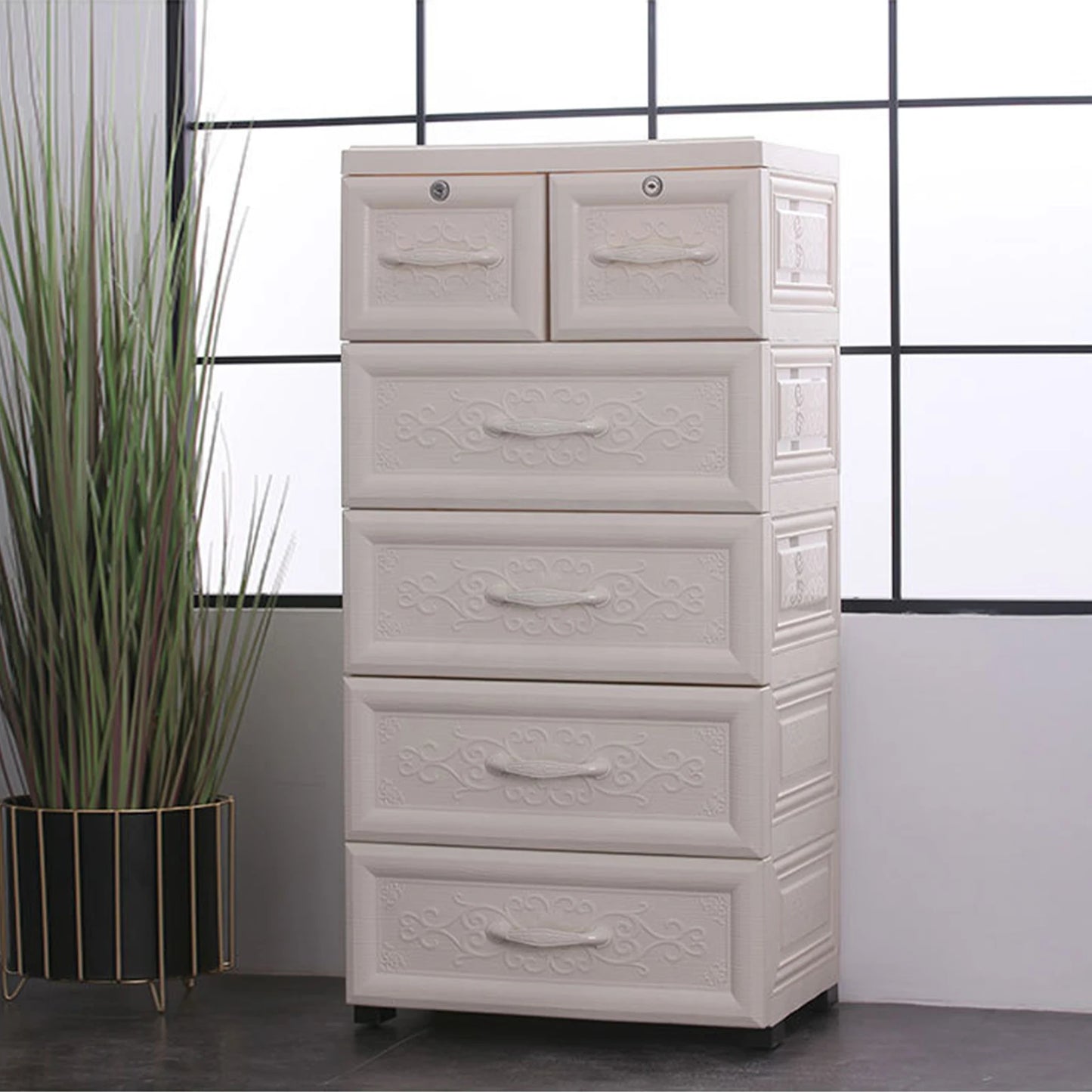 Organizer Storage Cabinet With Drawers for Bedroom and Office