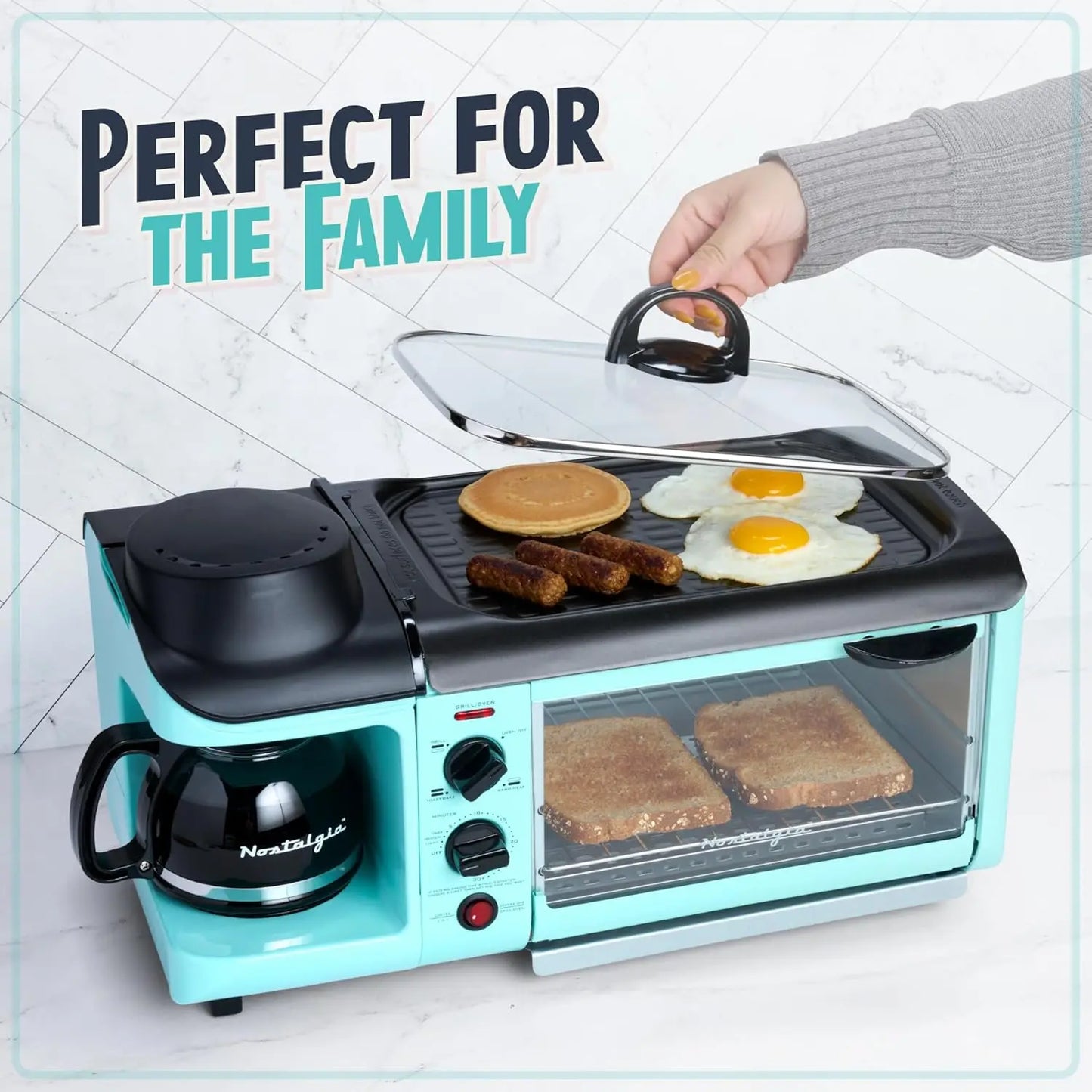 XMSJ 3 In 1 Breakfast Station Coffee Maker Griddle Oven