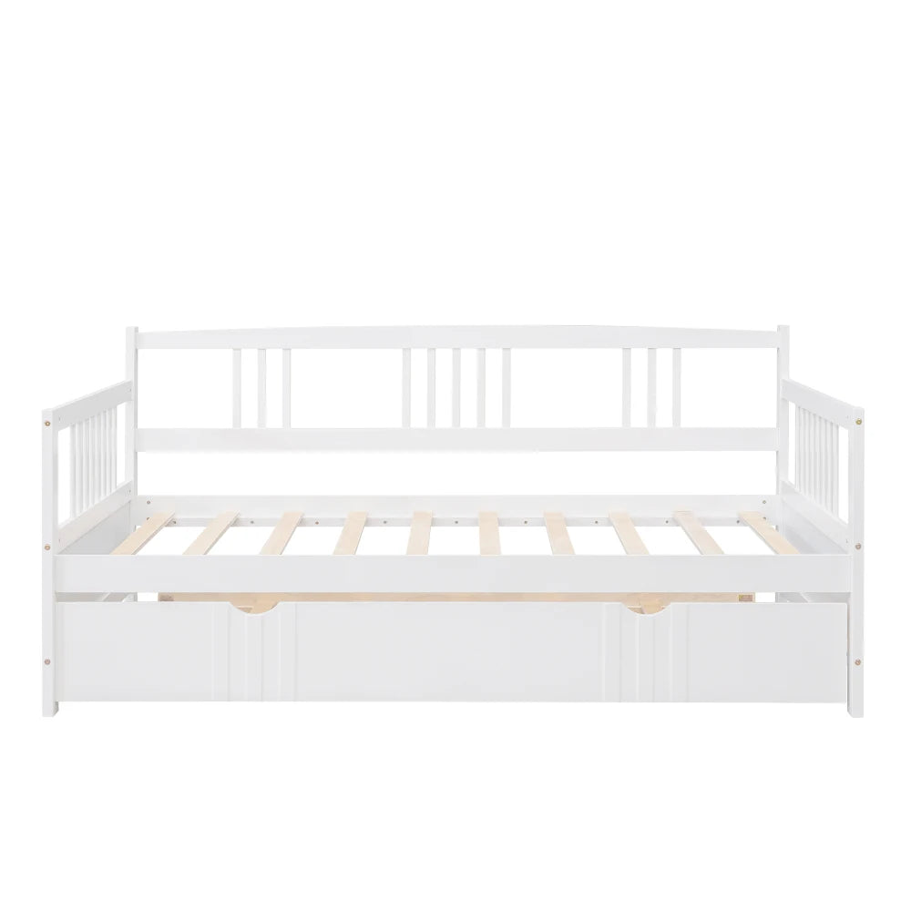 Contemporary Wood Daybed With Trundle Solid Wood Frame