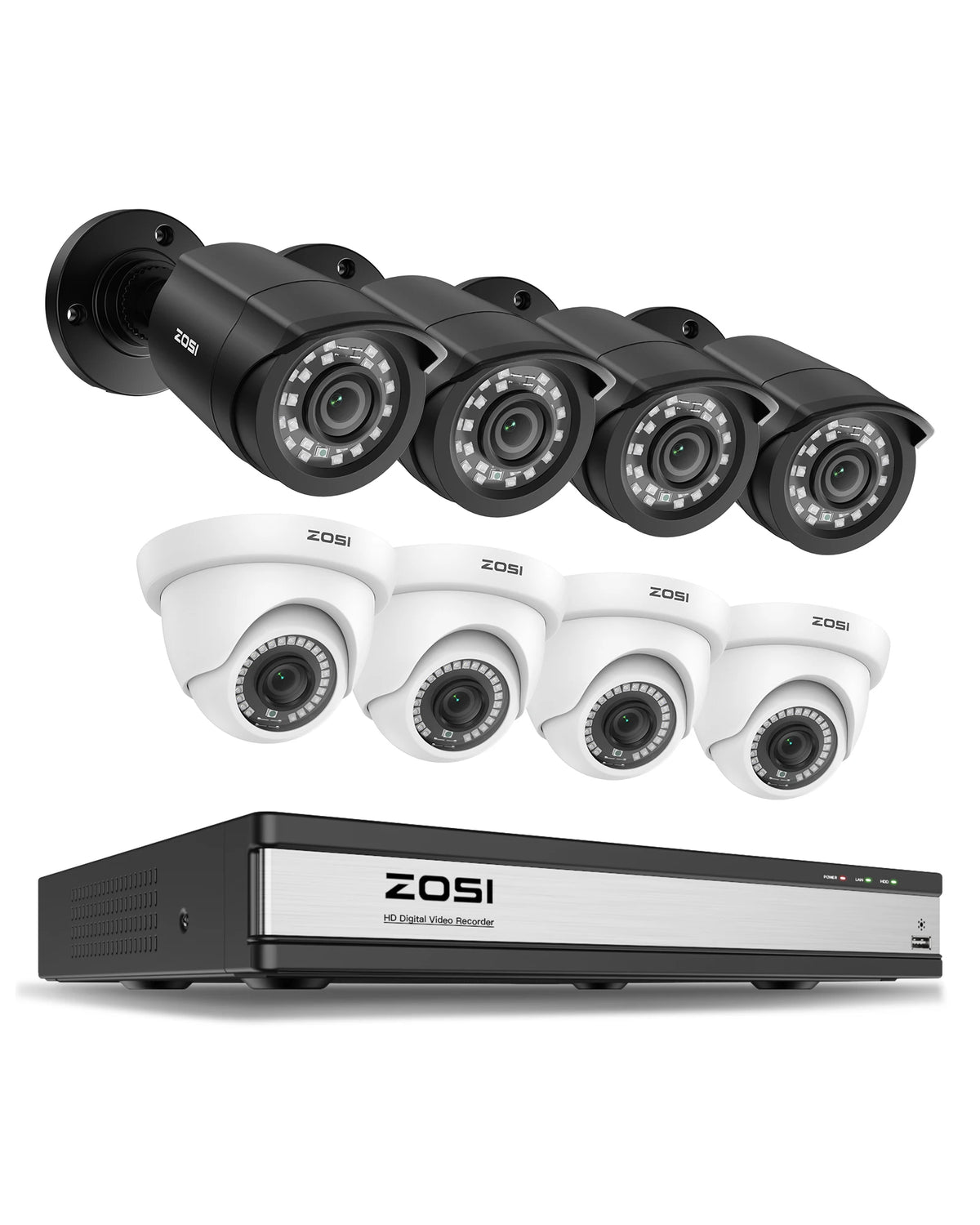 ZOSI Security Camera System With Human And Vehicle Detection DVR