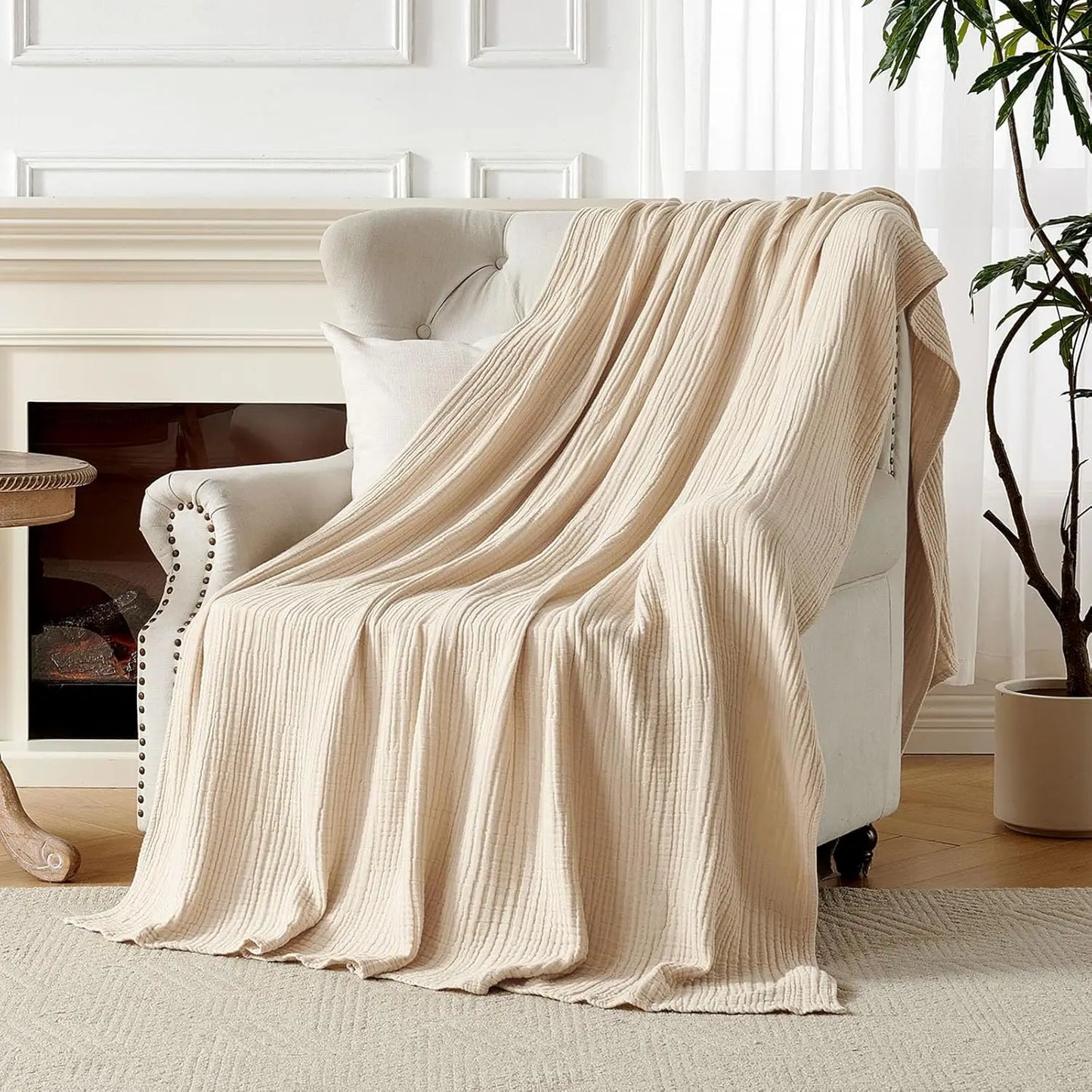 100 Percent Cotton Muslin Throw Blanket For Sofa Bed Lightweight
