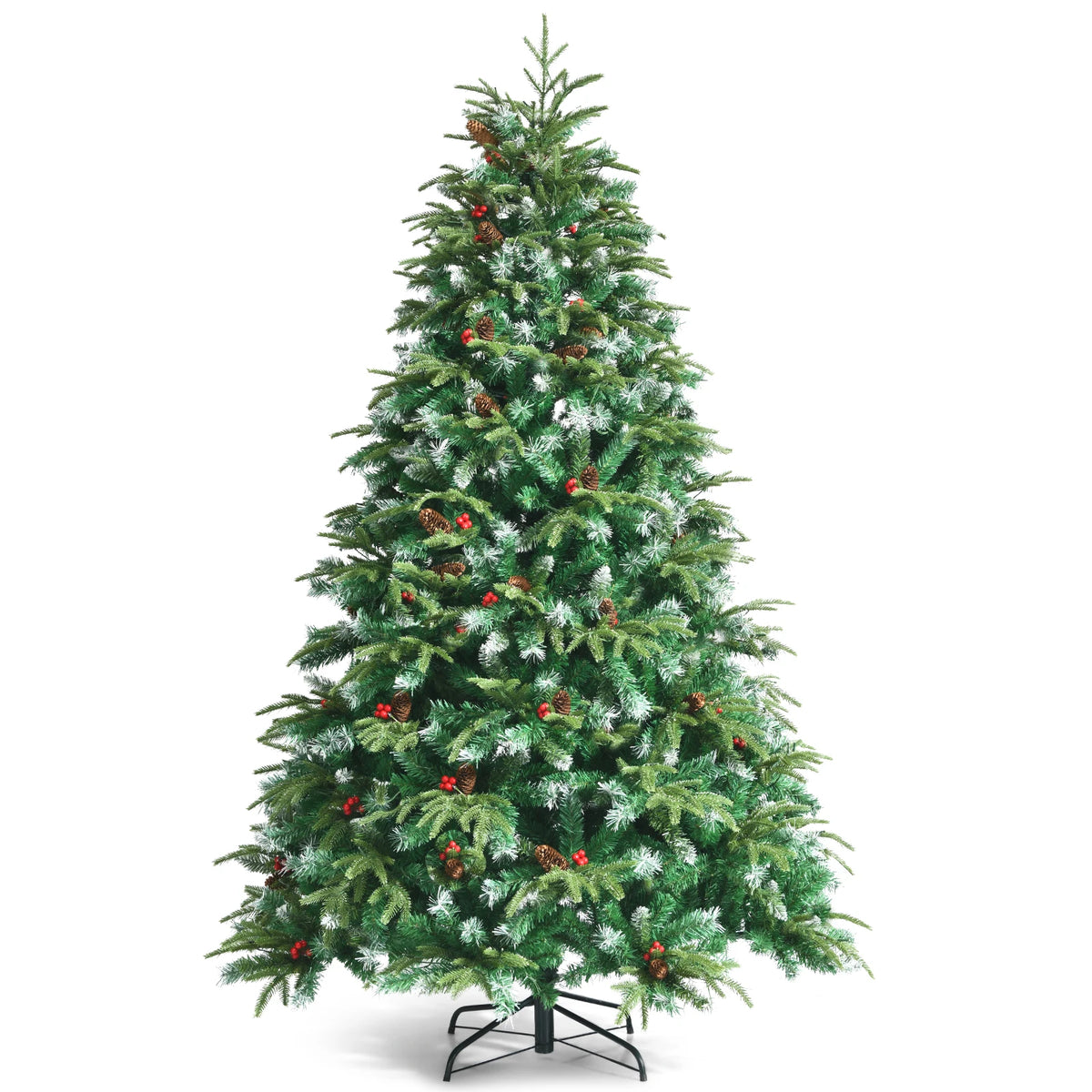 LIFEZEAL Pre Lit Artificial Christmas Tree With Realistic Pine Cones