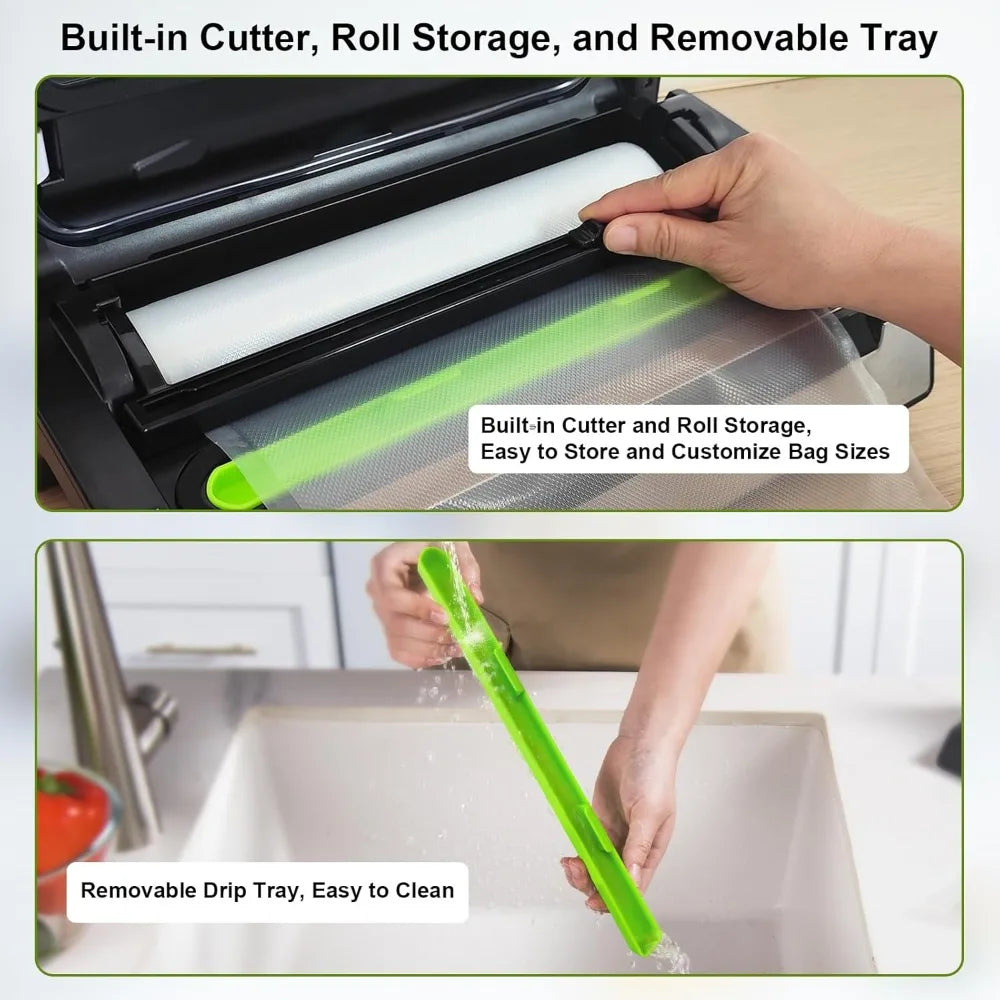 XMSJ Vacuum Sealer 95kPa Dual Heat Seal for Dry Food