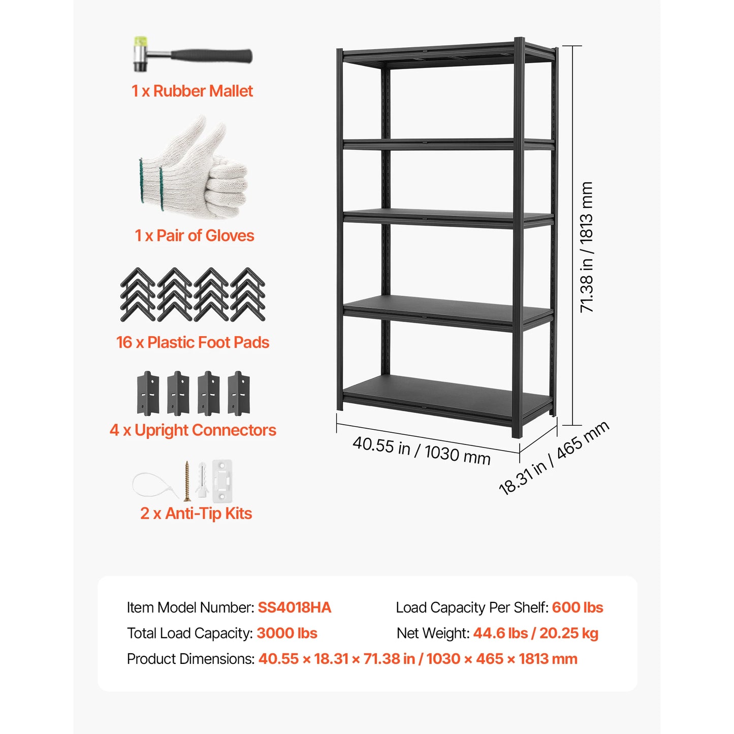 SucceBuy 4/5-Tier Adjustable Garage Storage Shelves Utility Rack