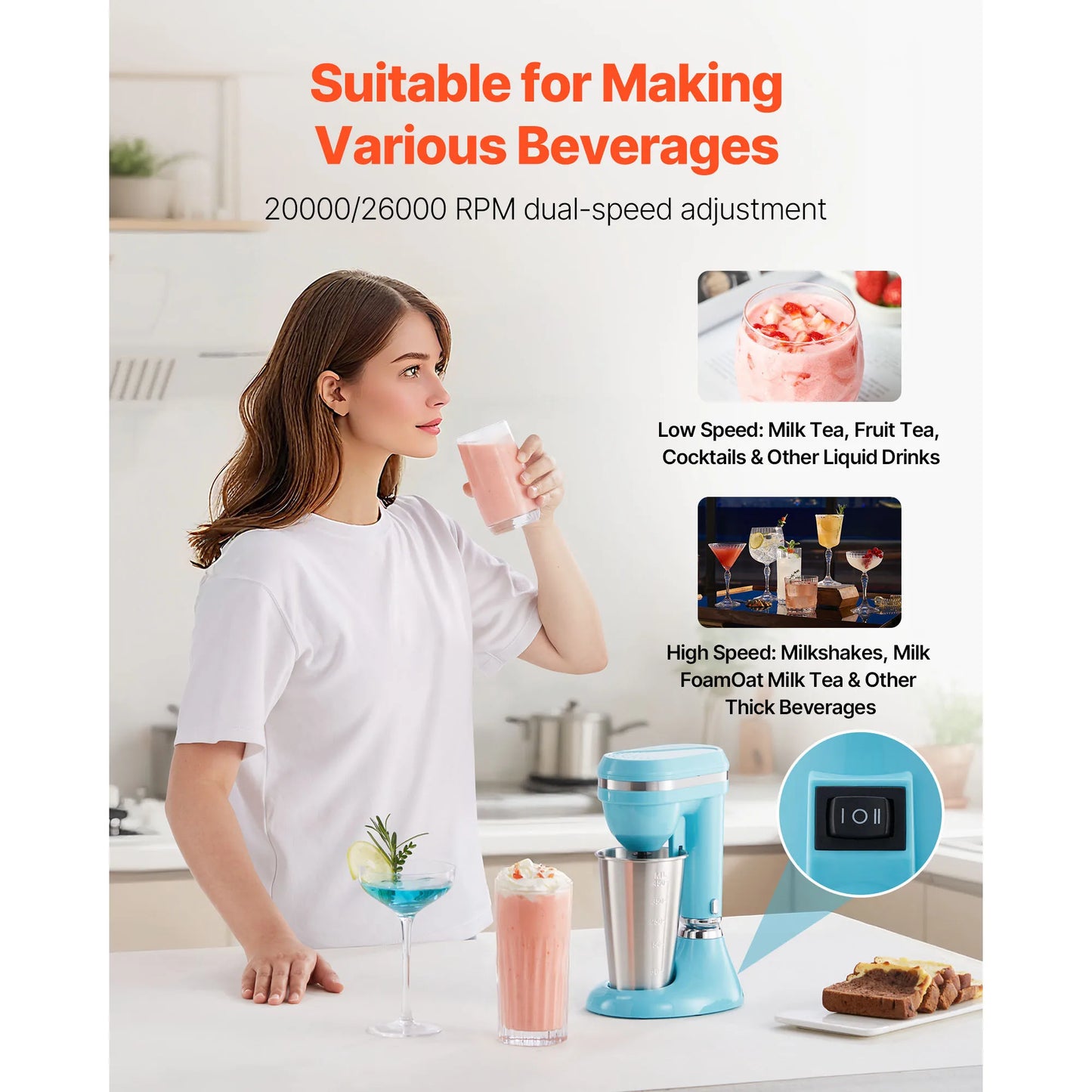Succebuy Milkshake Maker 100W Single Head Blender For Home Kitchen