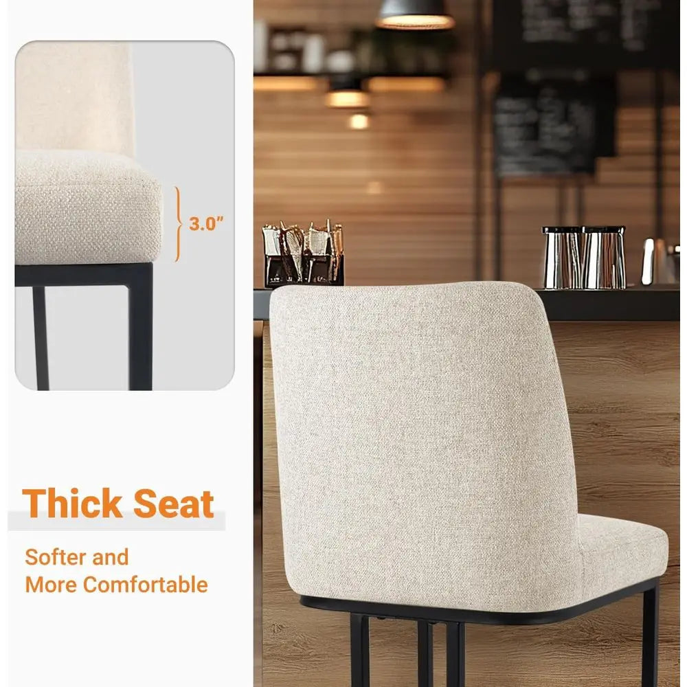 Counter Height Upholstered Bar Stools Set of Four Metal Frame