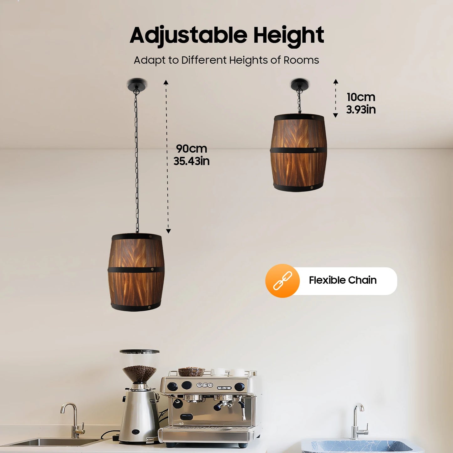 Wooden Barrel Chandelier Industrial Farmhouse Ceiling Light