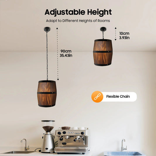 Wooden Barrel Chandelier Industrial Farmhouse Ceiling Light