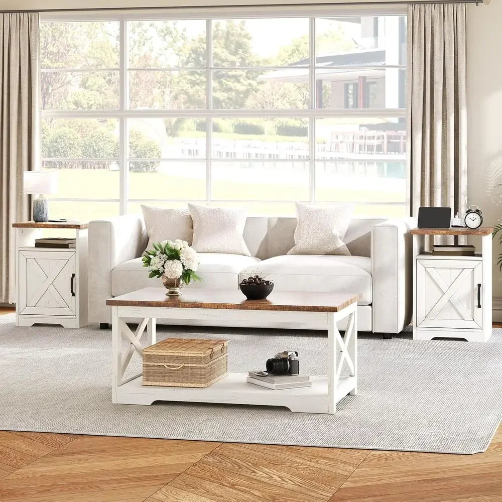 3-Piece Coffee Table Set With End Tables And USB Ports
