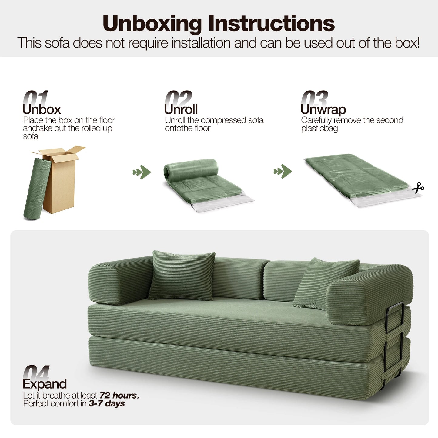 Tholasis Convertible Sofa Bed Fixed Frame For Small Spaces